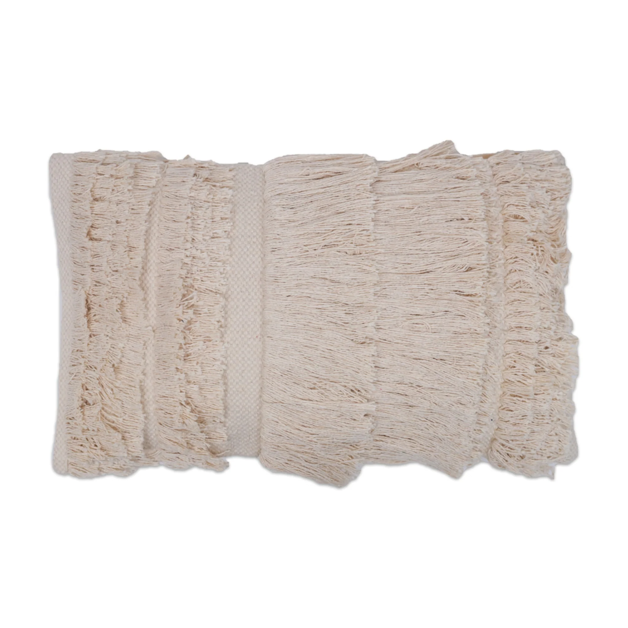 12' X 20' Beige Fringe Cotton Pillow