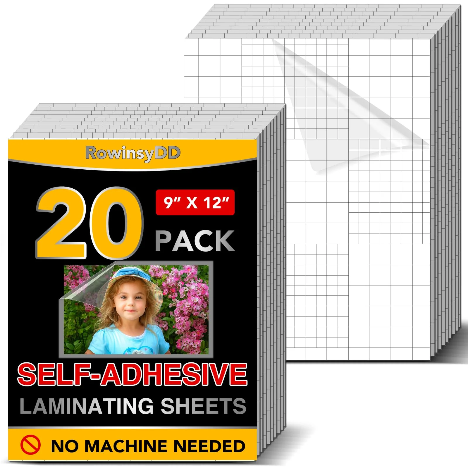 20 Pcs Self-Adhesive Laminating Sheets, 9 X 12 Inches Clear Laminating Sheets No Machine Needed Self Sealing Laminate Sheets