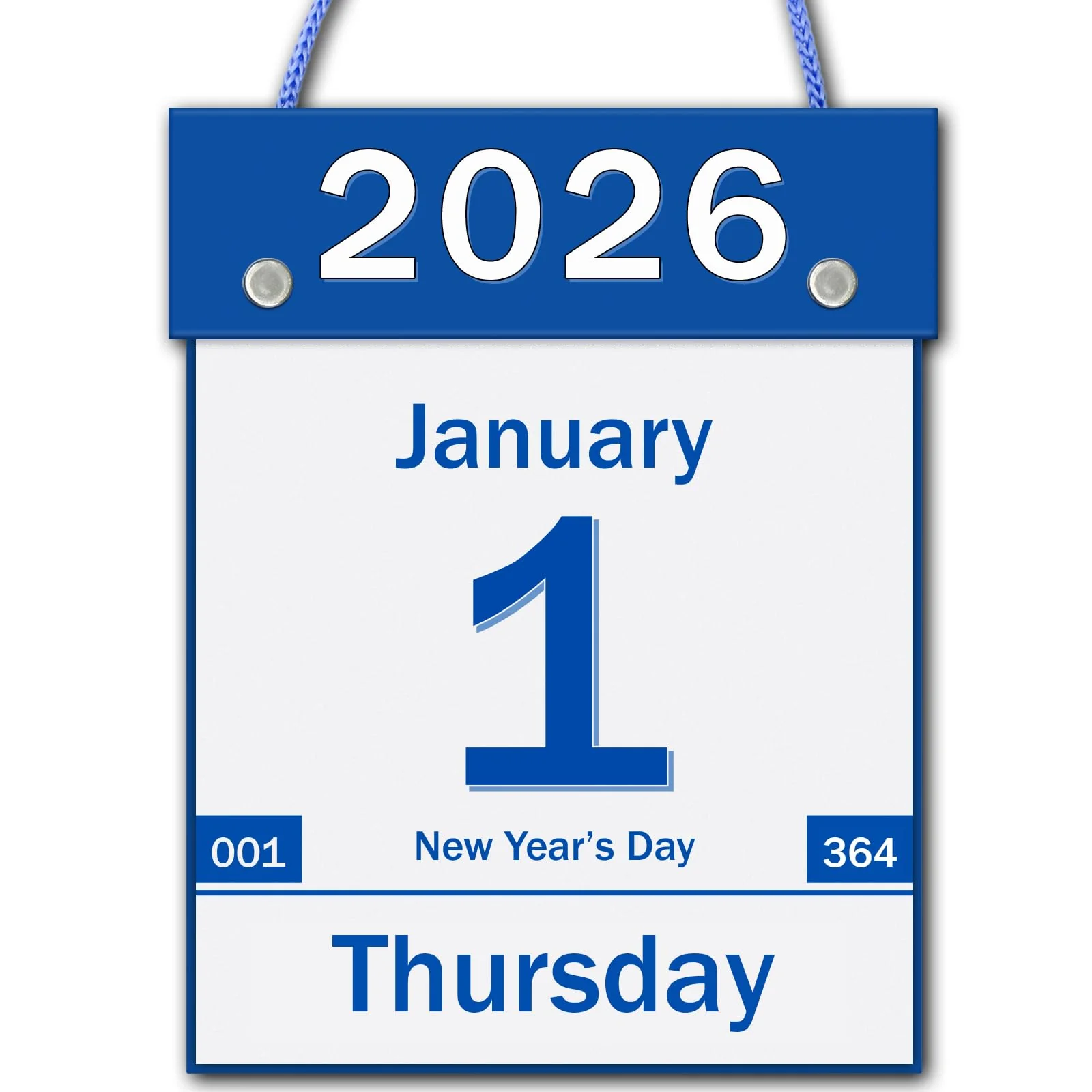 Goremote 2026 Daily Wall Calendar - Large Print, 365 Tear-Off Pages, 8.5" x 6", Blue, Perfect for Seniors, Home, Office, School, Dorm