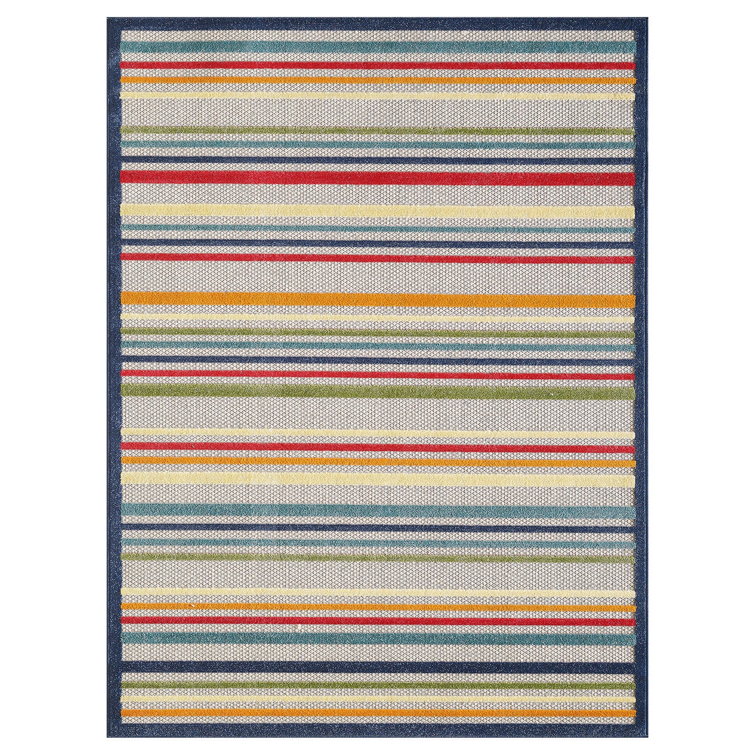 3 x 5 Navy Colorful Striped Indoor Outdoor Area Rug
