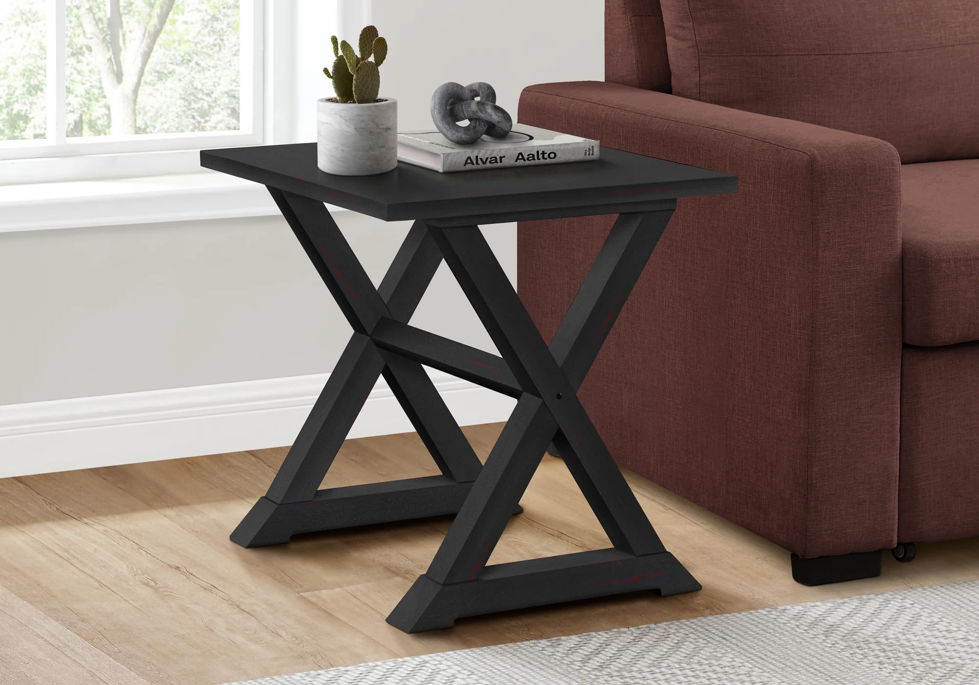 Accent Table, End, Side Table, Square, Nightstand, Bedroom, Lamp, Black Veneer, Transitional