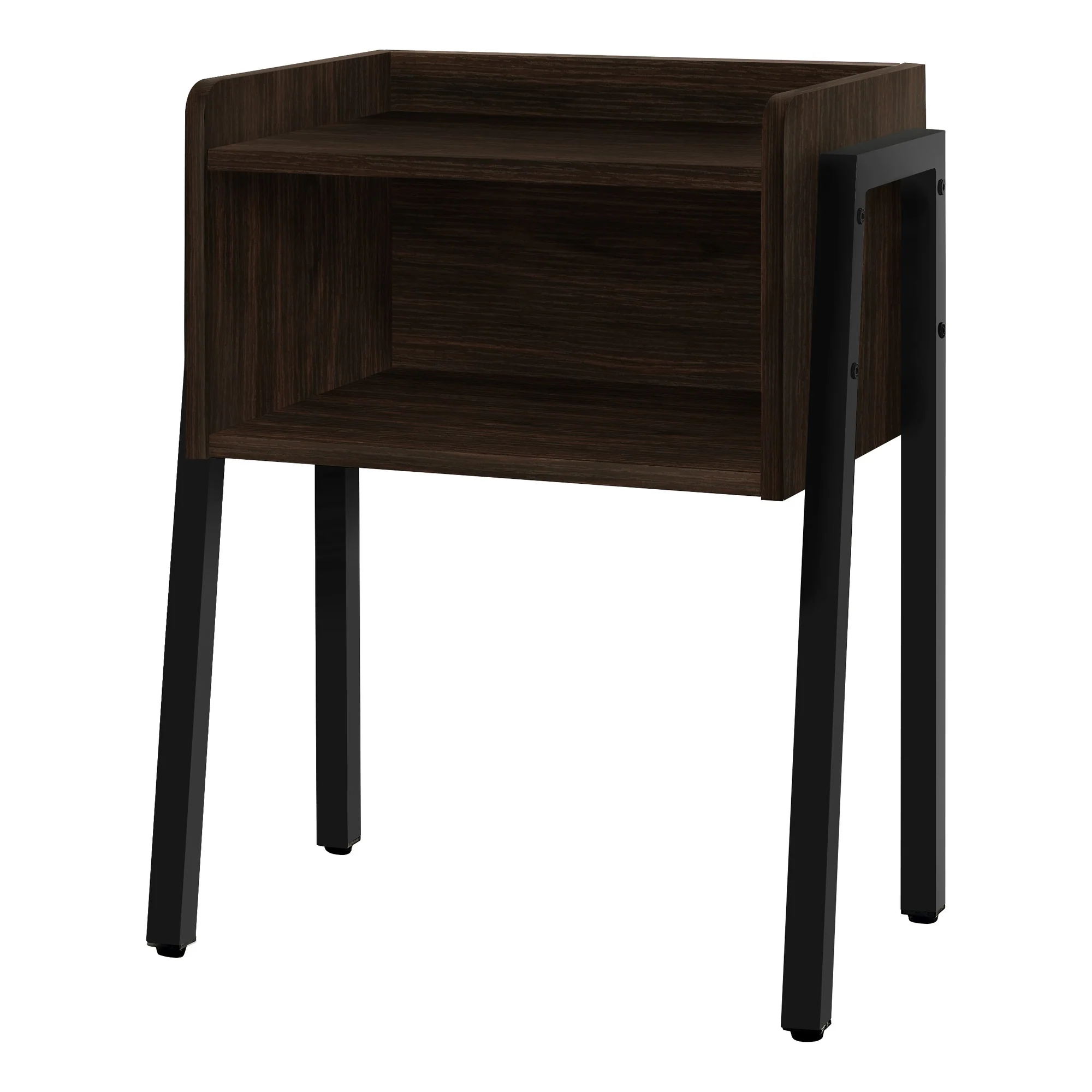 Accent Table, Side, End, Nightstand, Lamp, Living Room, Bedroom, Metal, Laminate, Brown, Black, Contemporary, Modern