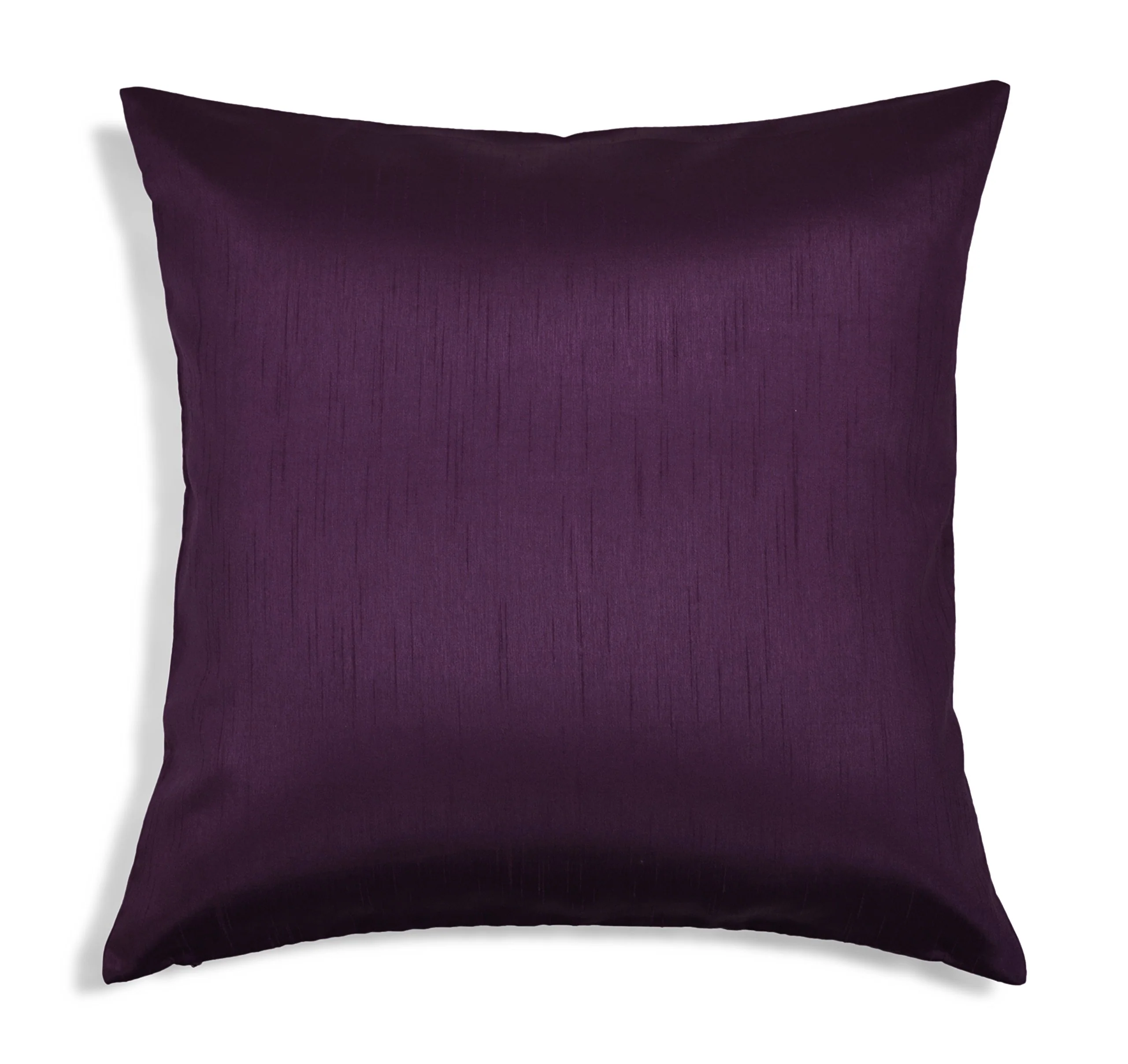 Aiking Home Solid Faux Silk Decorative Pillow Cover, Zipper Closure, 18 By 18 Inches, Eggplant