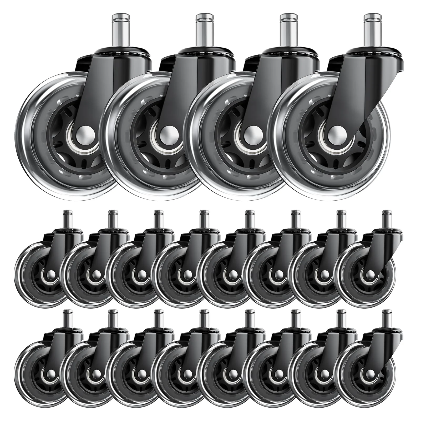 ASHGOOB Office Chair Wheels, Set of 20 Caster Wheels Office Accessories, 3 Inch Heavy Duty Casters for Chairs to Replace Office