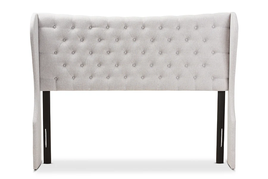 Baxton Studio Cadence Modern and Contemporary Greyish Beige Fabric Button-Tufted King Size Winged Headboard