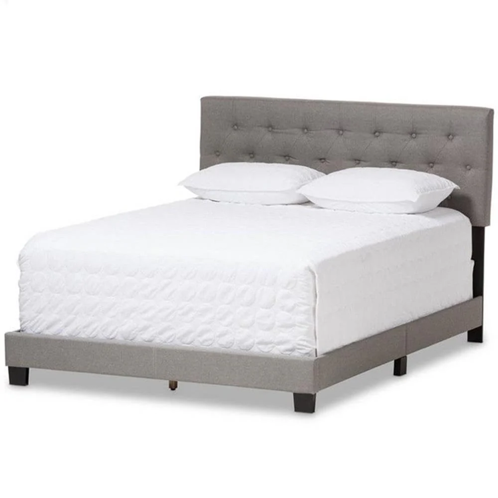 Baxton Studio Cassandra Modern and Contemporary Light Grey Fabric Upholstered Queen Size Bed Light Grey/Contemporary/Fabric Poly