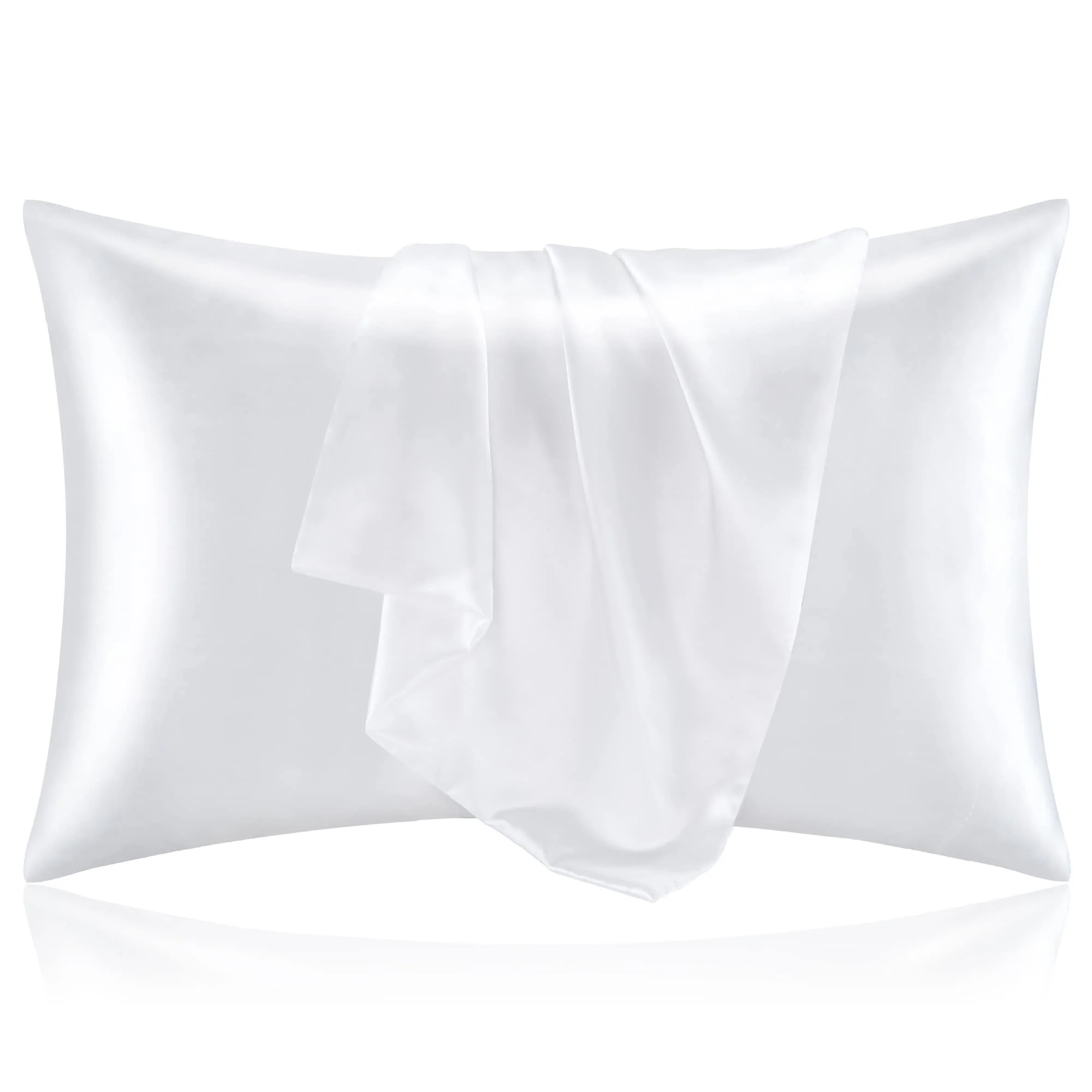 Bedelite Satin Silk Pillow Cases Queen Size Set Of 2, White Pillow Cases For Curly Hair And Aesthetic, Super Soft Silky Pillow C
