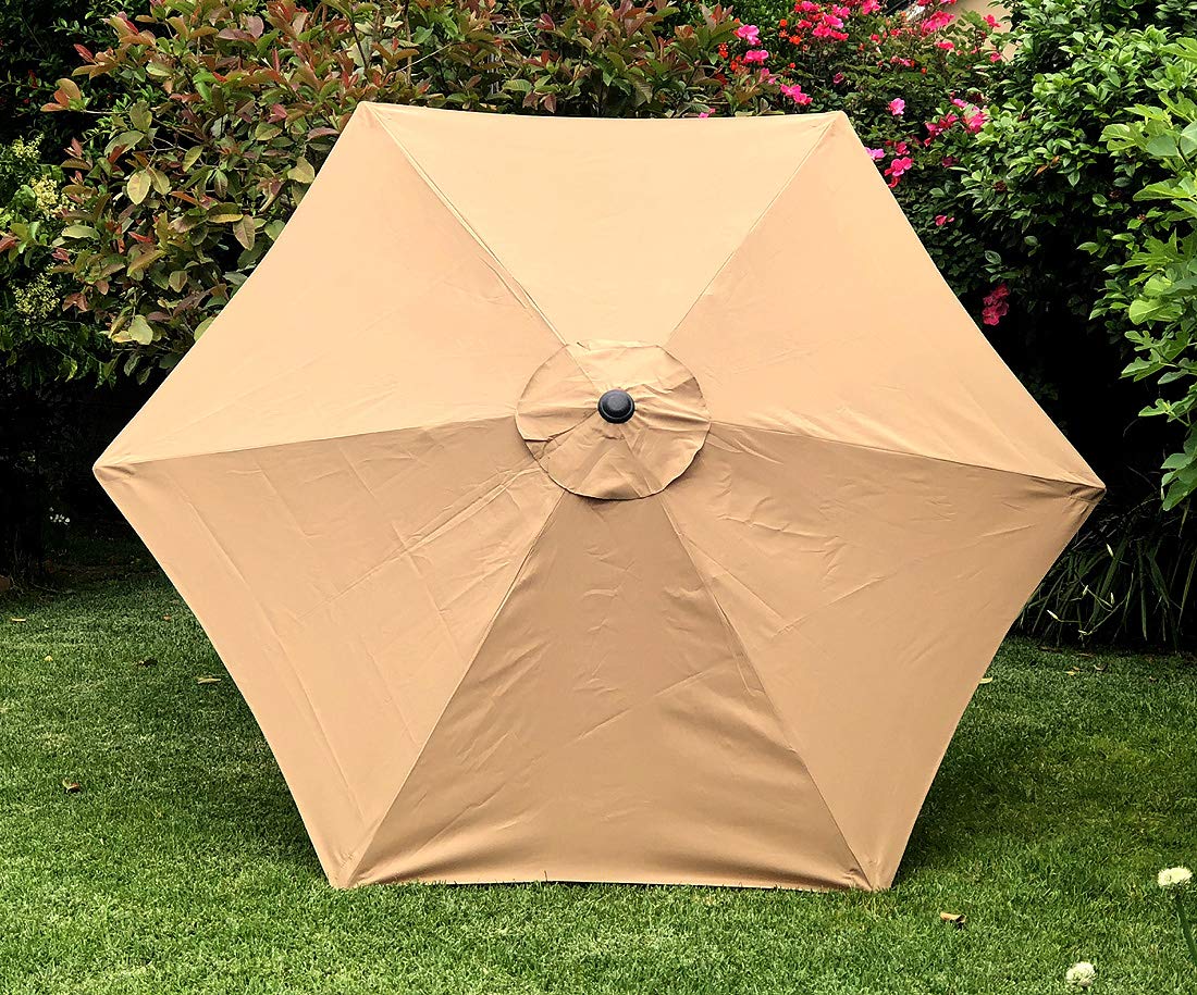 Bellrino Decor 7.5 Ft 6 Ribs Replacement Strong & Thick Patio Umbrella Canopy Cover (Canopy Only) - Sand
