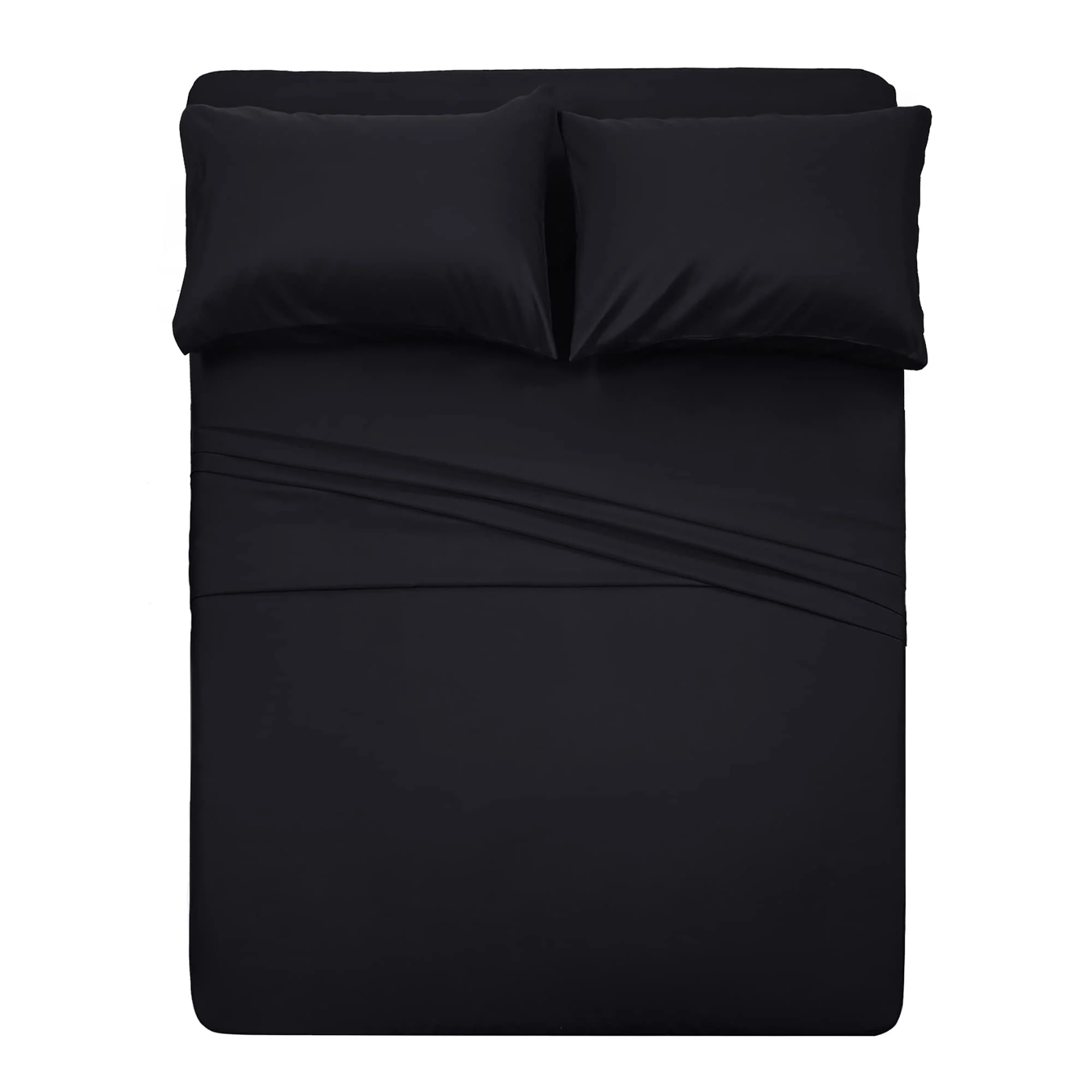 Best Season 400 Thread Count Cotton Queen Size Sheet Set (Black) 4 Piece - 100% Long Staple Cotton Sheets Set, Soft Cotton Bed S
