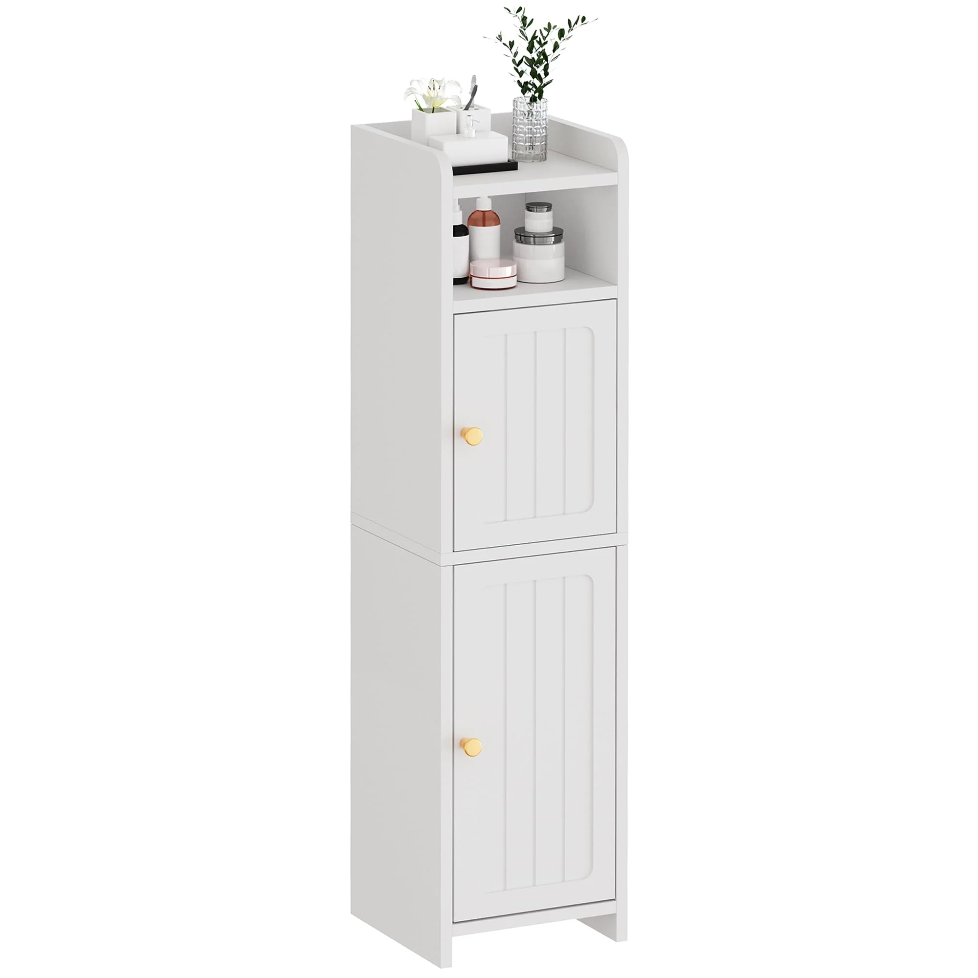 BEWISHOME Small Bathroom Cabinet, Bathroom Storage Cabinet with Adjustable Shelves & 2 Doors, Narrow Toilet Paper Cabinets, 7.9