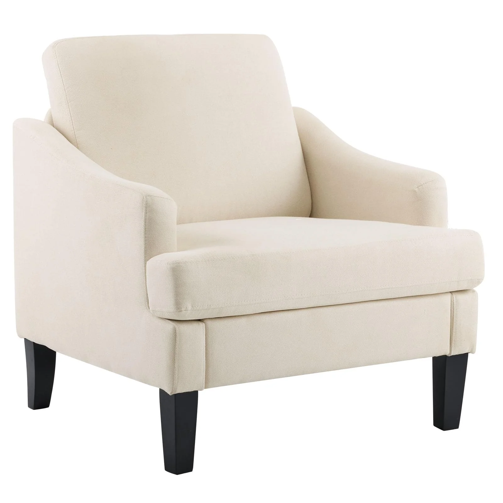 Bezseller Modern Accent Chair, Upholstered Reading Armchair With Wood Legs, Mid-Century Leisure Comfy Single Sofa Chair For Livi
