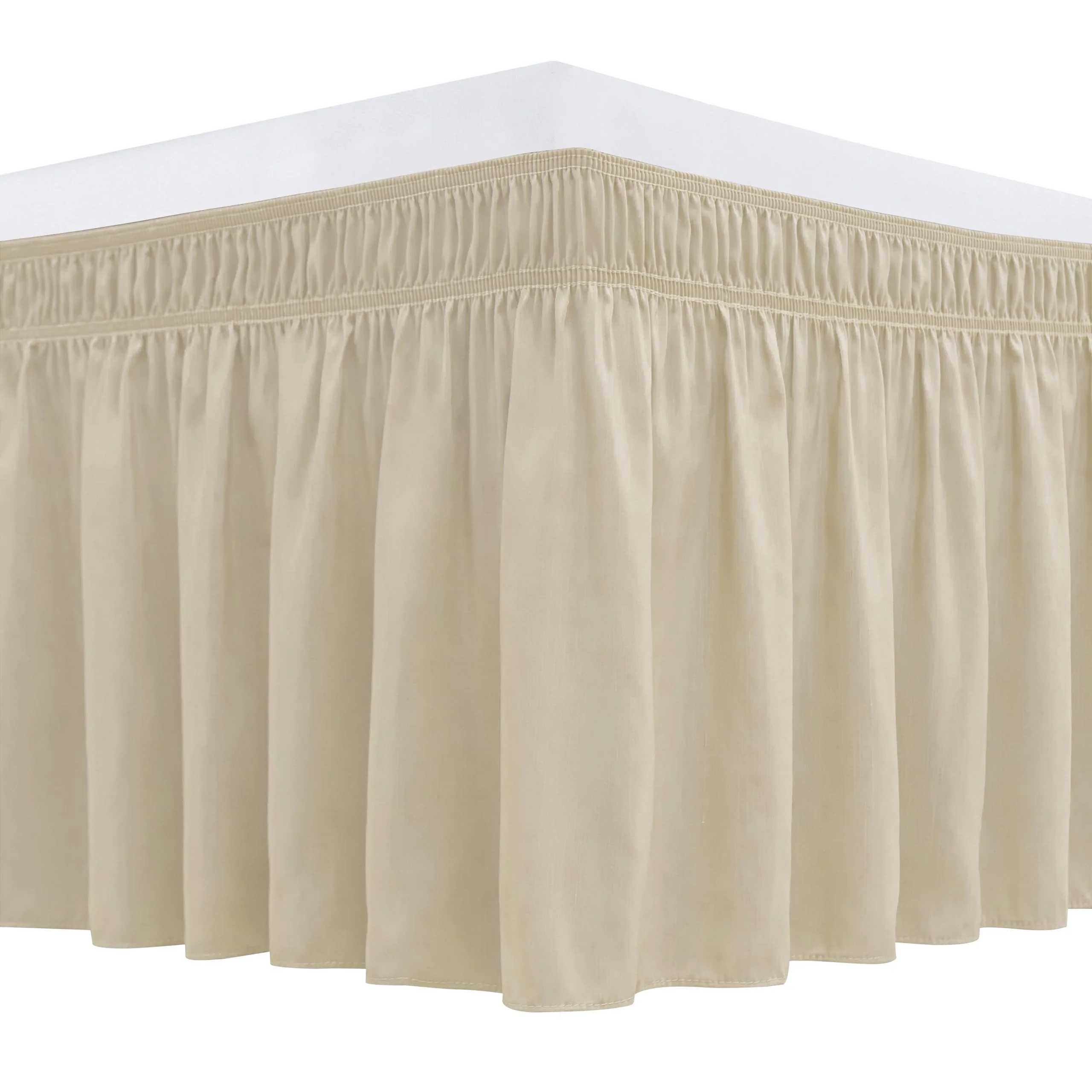 Biscaynebay Wrap Around Bed Skirts With Adjustable Belts For Full & Full Xl Beds 15' Drop, Sand Elastic Dust Ruffles Easy Fit W