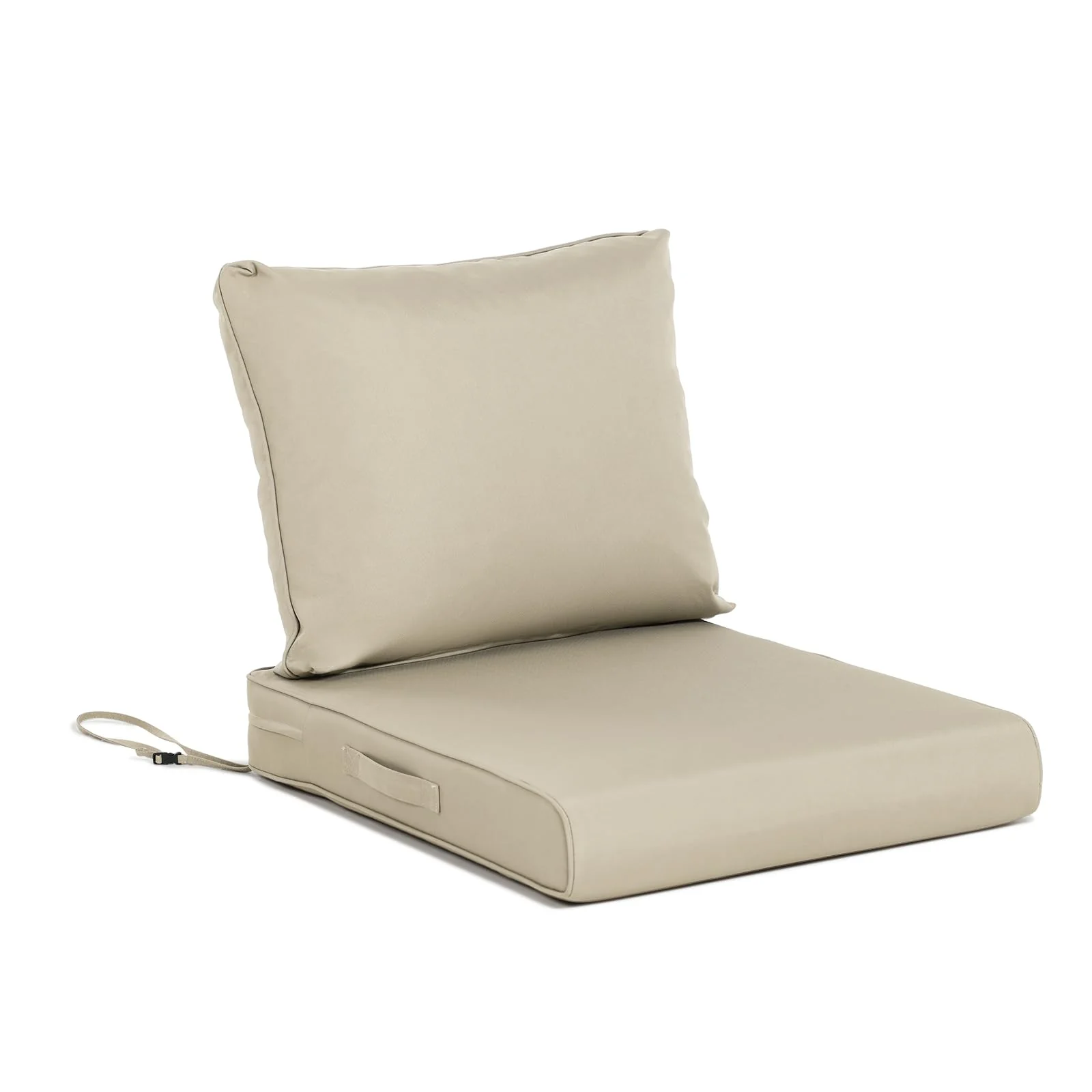 Bps 24X24 Inch Outdoor Deep Seat Cushions Set- Water Resistant With Adjustable Straps & Handles For Patio, Deck, Or Garden, Khak