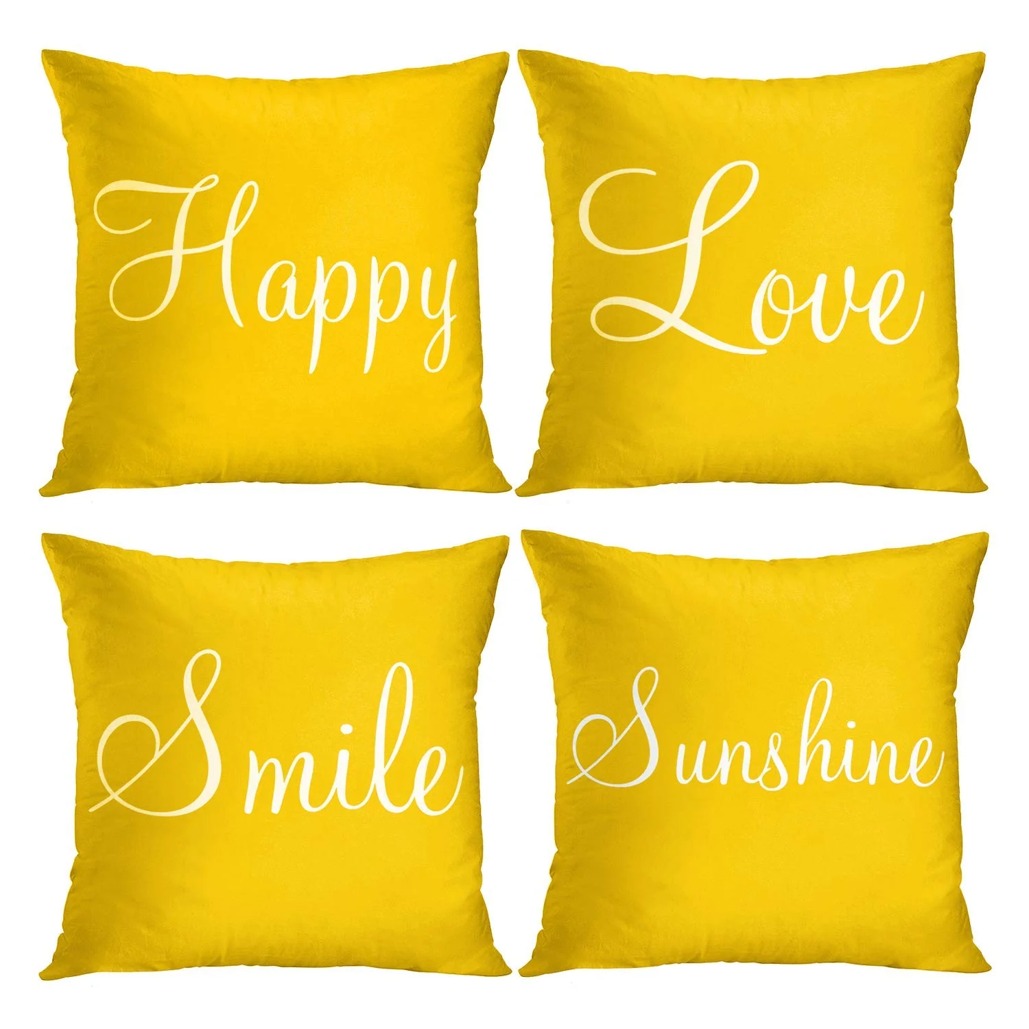 Britimes Yellow Set Of 4 Throw Pillow Covers Furry Home Decor Pillow Cases Decorative 18X18 Inches Outdoor Cushion Couch Sofa Co