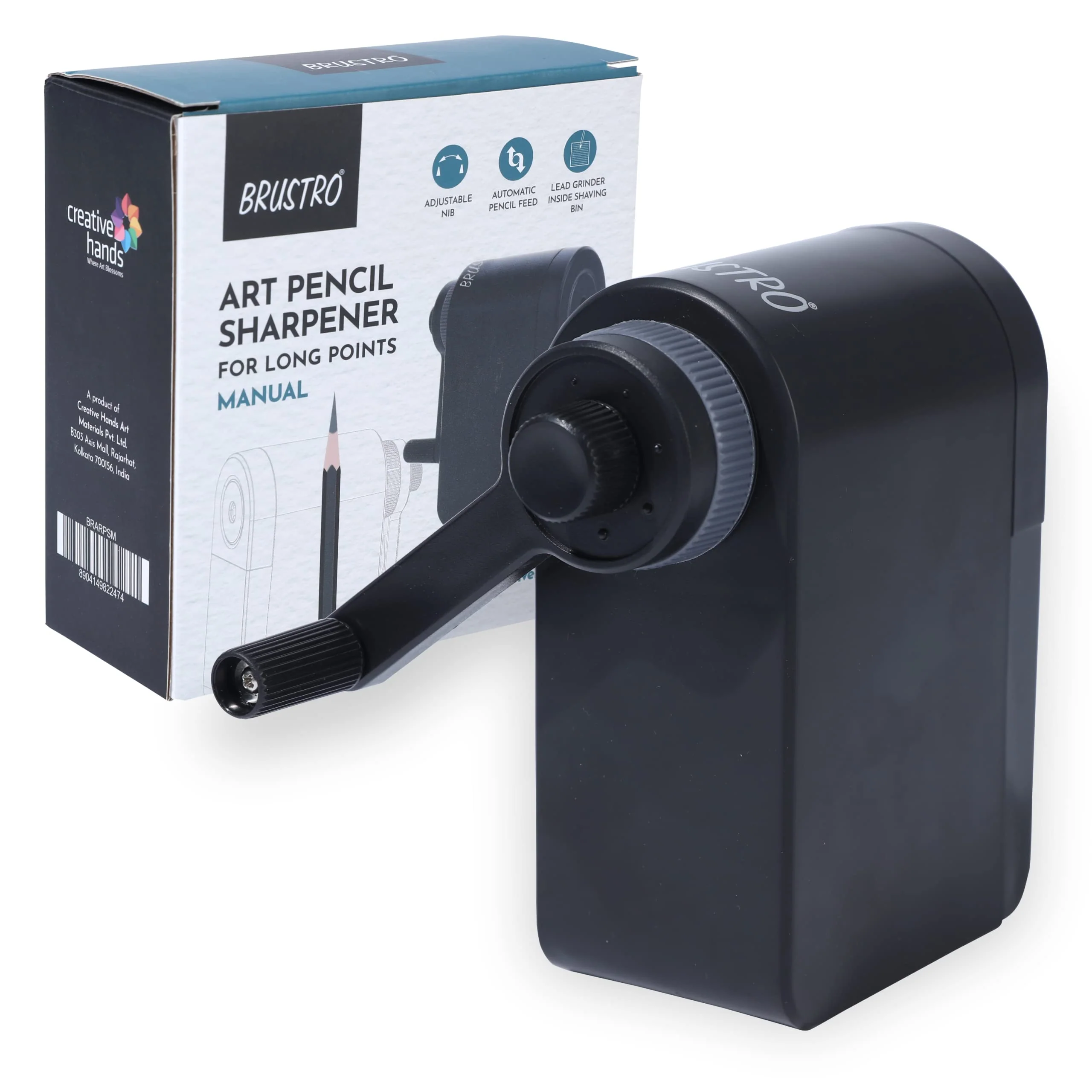 Brustro Manual Art Pencil Sharpener with Long Points with helical Blade | Ideal for Charcoal, Graphite and Pastel Pencils, Artis
