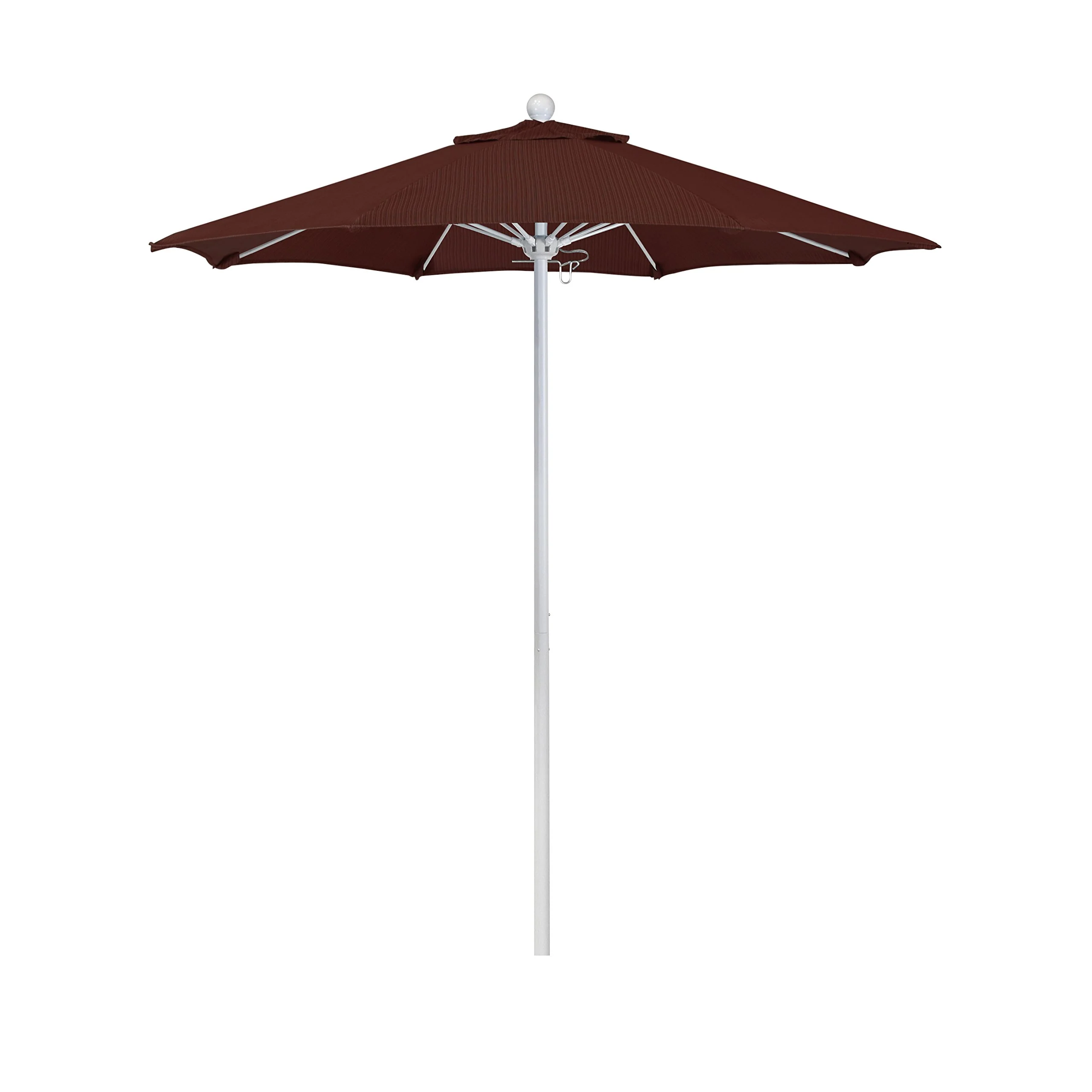 California Umbrella 7.5' Round Aluminum/Fiberglass Umbrella, Push Open, White Pole, Olefin Terrace Adobe