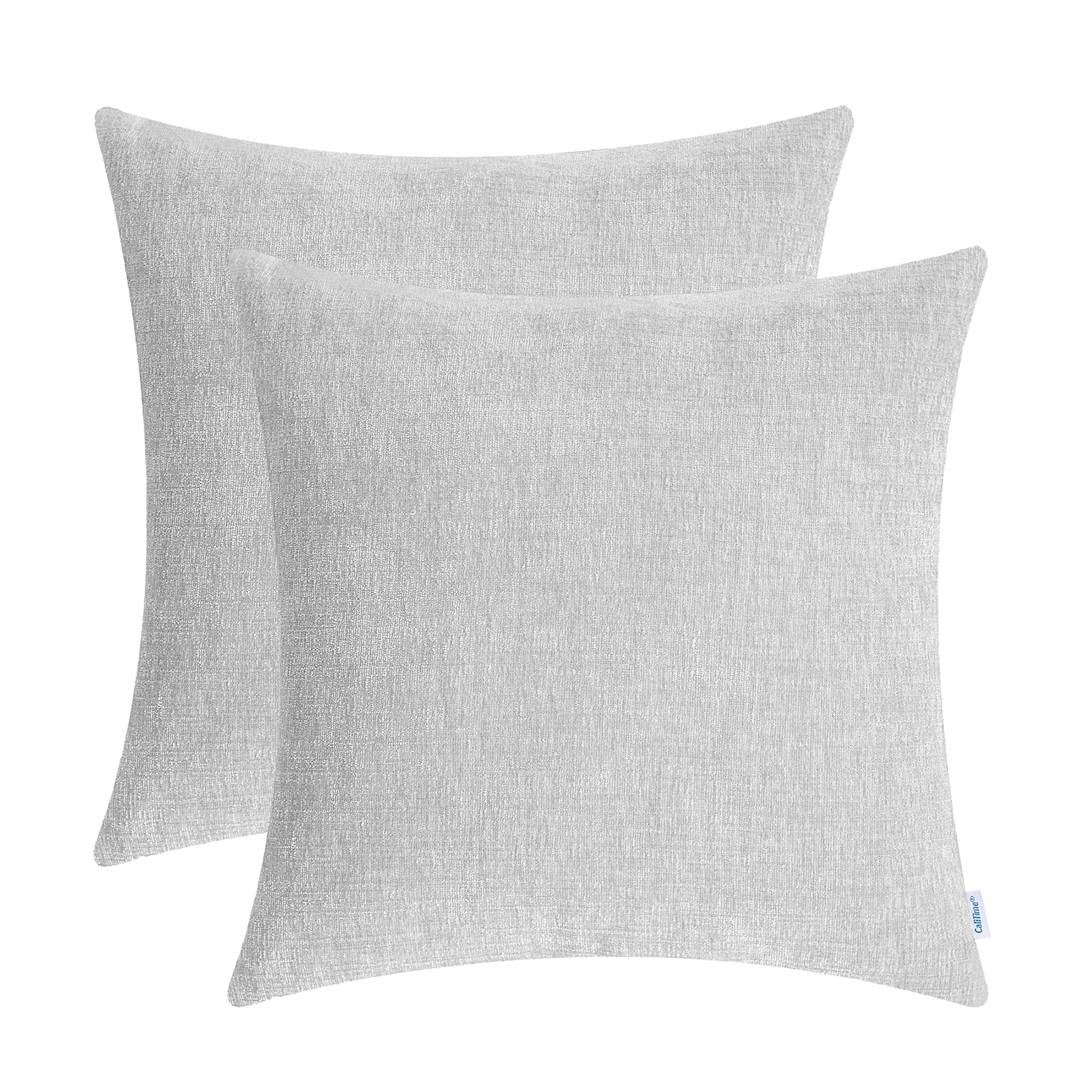 Calitime Pack Of 2 Cozy Throw Pillow Covers Cases For Couch Sofa Home Decoration Solid Dyed Soft Chenille 16 X 16 Inches Moonbea