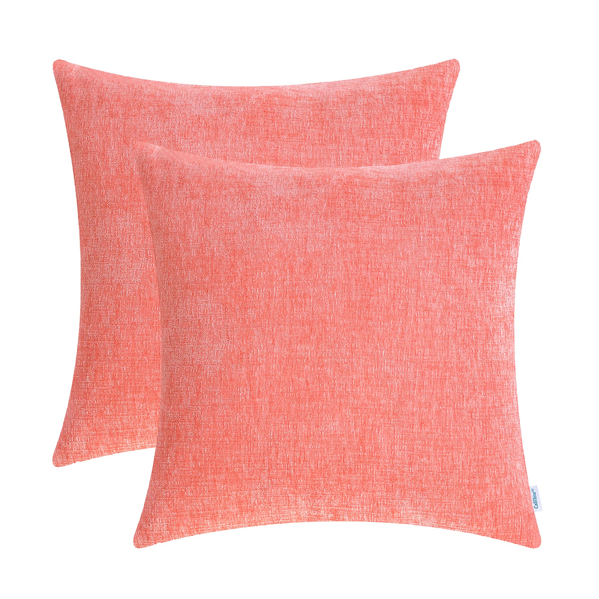 Calitime Pack Of 2 Cozy Throw Pillow Covers Cases For Couch Sofa Home Decoration Solid Dyed Soft Chenille 26 X 26 Inches Living