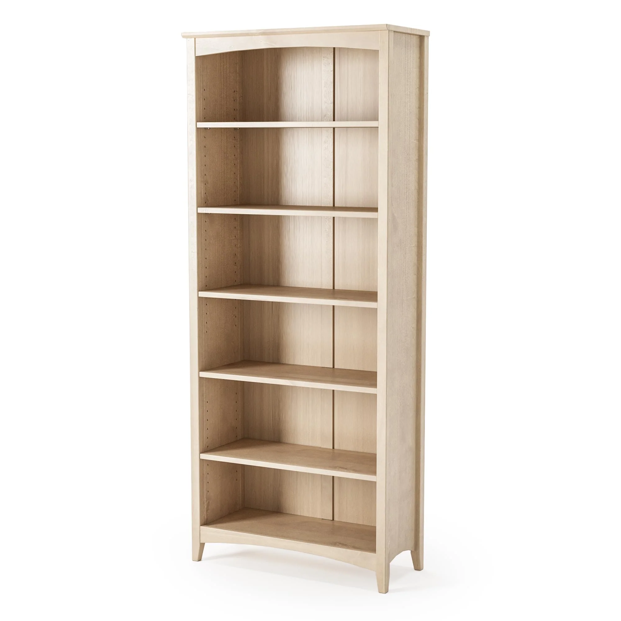 Camaflexi Shaker Style 6 Shelf Bookcase/Solid Wood / 72 inch Tall/Adjustable Shelving/Closed Back/Display Bookshelf for Living R