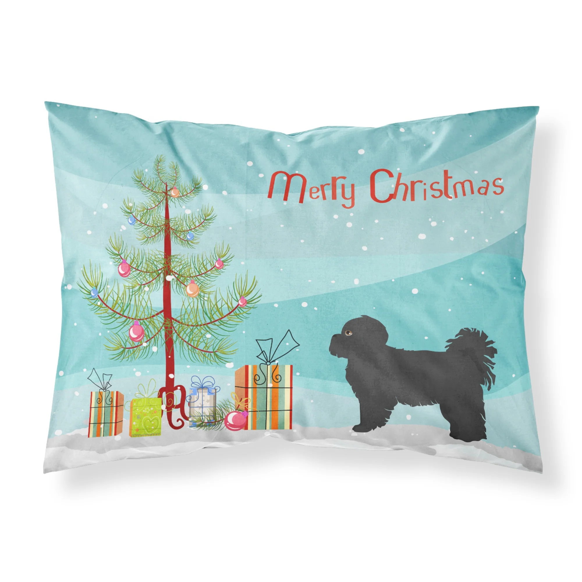 'Caroline'S Treasures Black Pekeapoo Christmas Tree Fabric Standard Pillowcases, Multicolor'