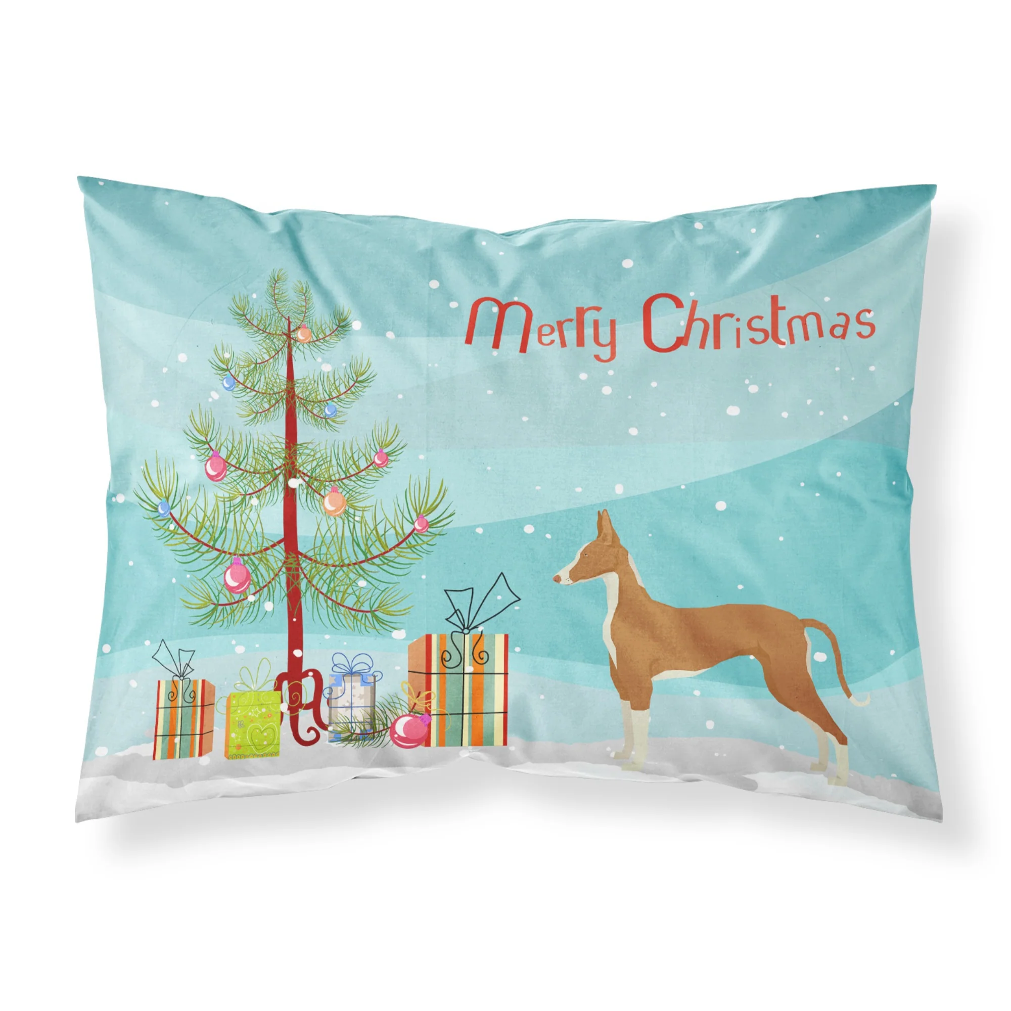 'Caroline'S Treasures Ibizan Hound Christmas Tree Fabric Standard Pillowcases, Multicolor'