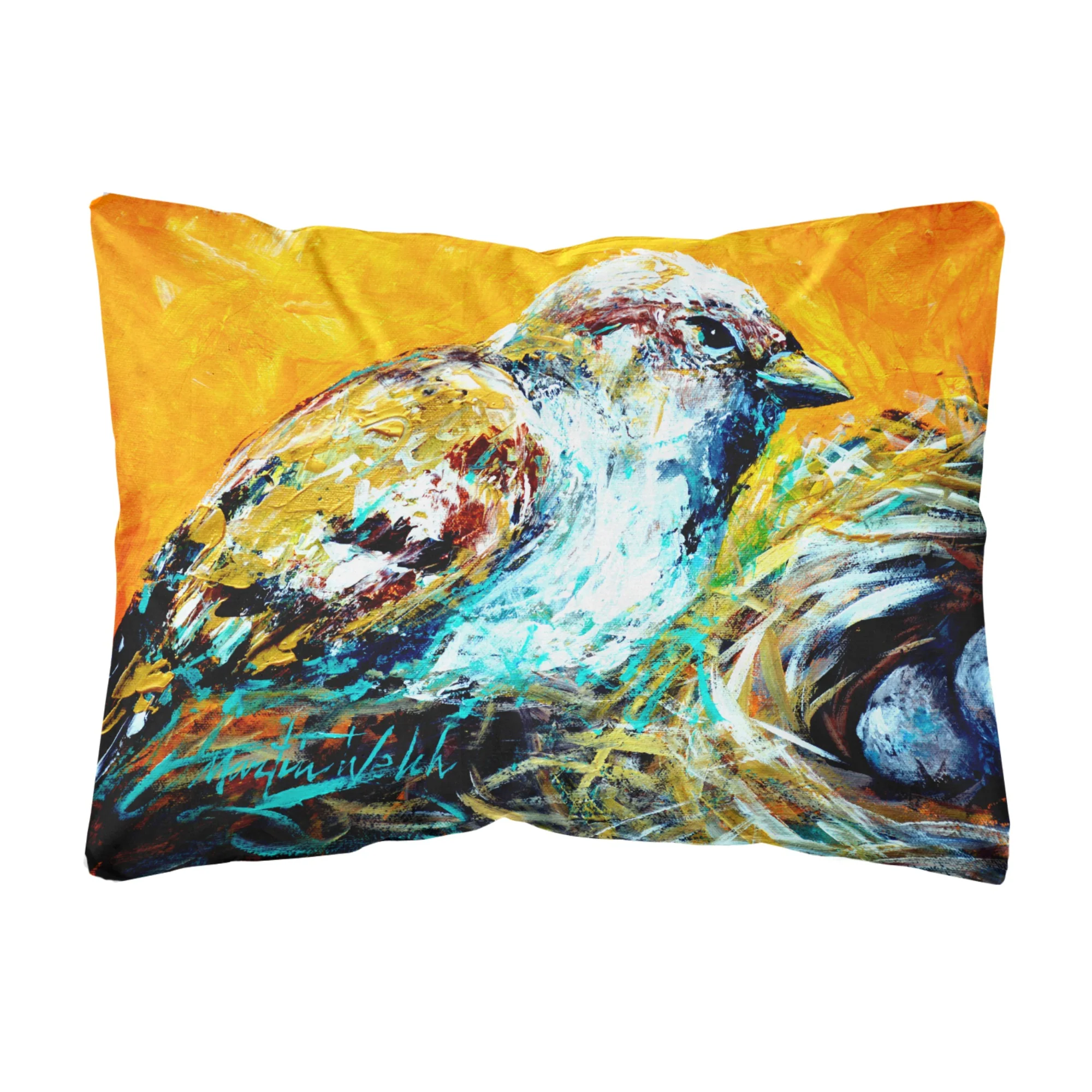 'Caroline'S Treasures Mw1158Pw1216 Look At The Birdie Canvas Fabric Decorative Pillow, Large, Multicolor'