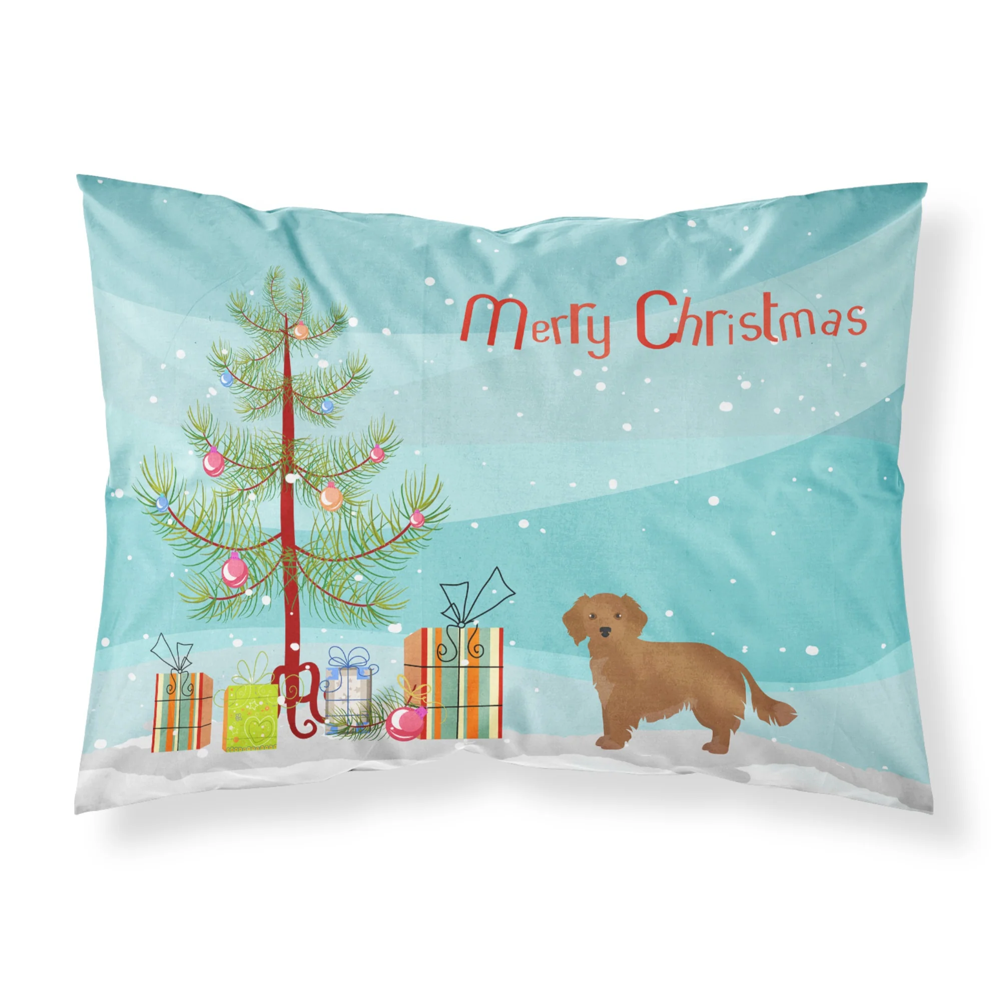 'Caroline'S Treasures Small Greek Domestic Dog Kokoni Christmas Tree Fabric Standard Pillowcases, Multicolor'