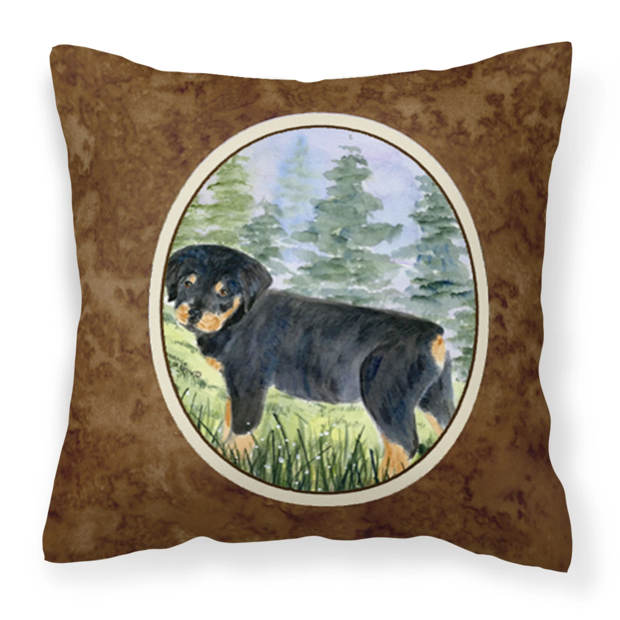 'Caroline'S Treasures Ss8057Pw1414 Rottweiler Decorative Canvas Fabric Pillow, Large, Multicolor'