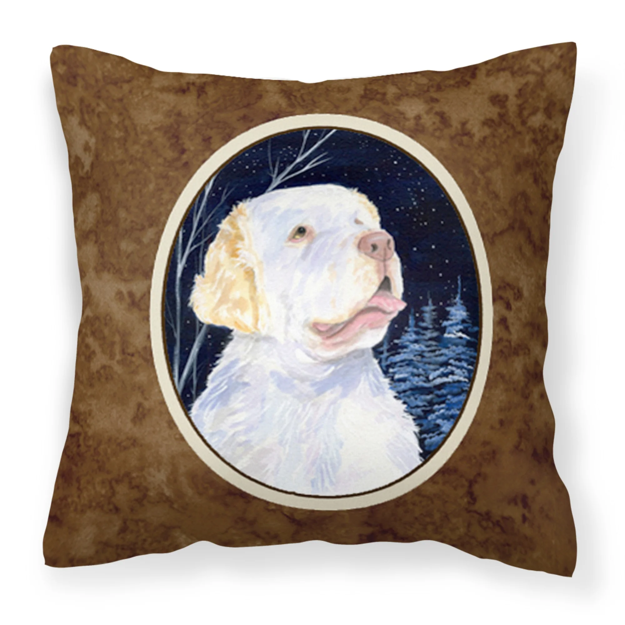 'Caroline'S Treasures Ss8356Pw1414 Starry Night Clumber Spaniel Fabric Pillow, Large, Multicolor'
