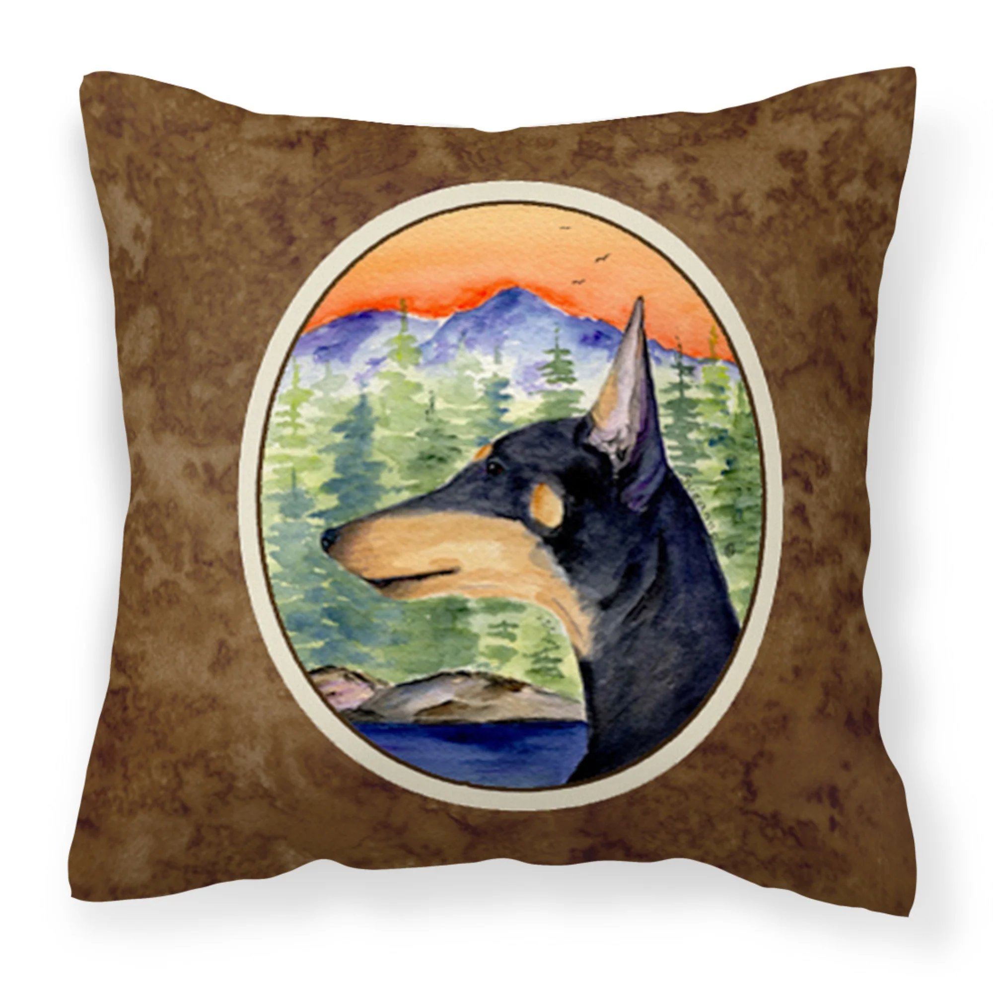'Caroline'S Treasures Ss8433Pw1414 Manchester Terrier Decorative Canvas Fabric Pillow, Large, Multicolor'