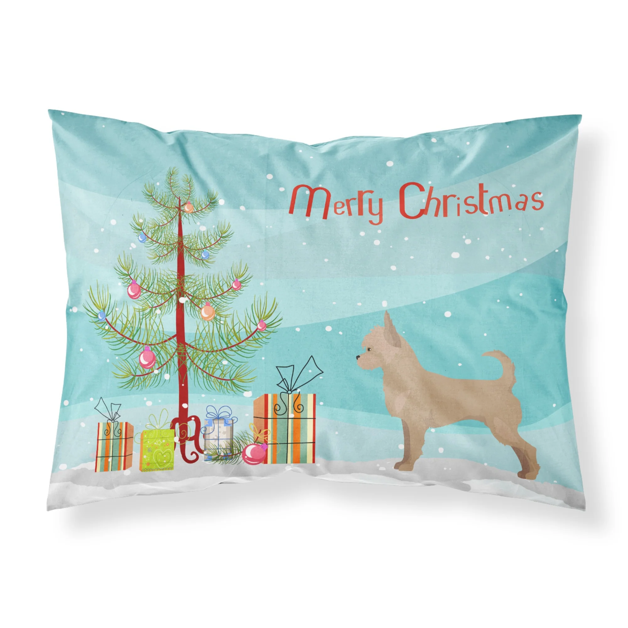 'Caroline'S Treasures Tan Chorkie Christmas Tree Fabric Standard Pillowcases, Multicolor'
