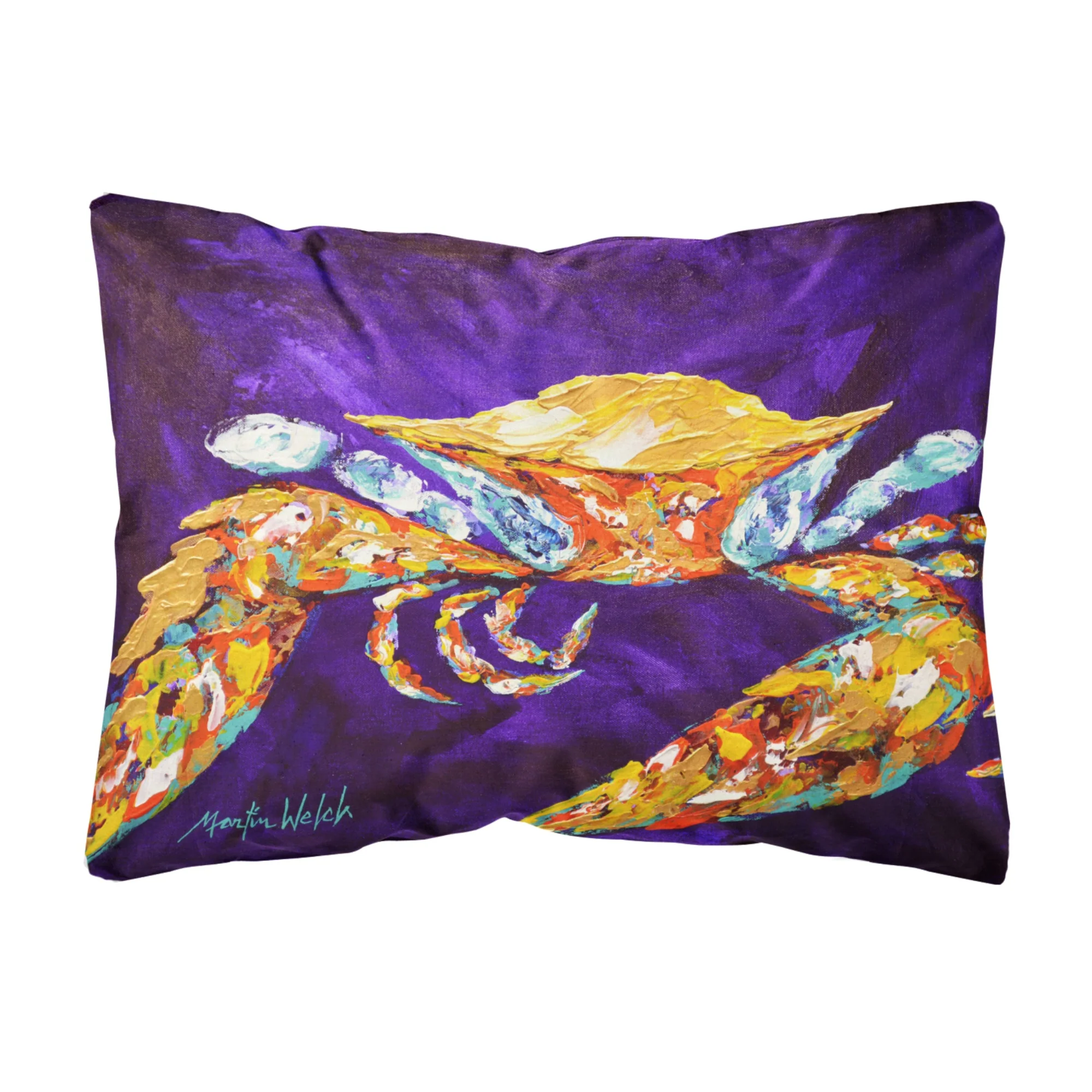 'Caroline'S Treasures The Right Stuff Crab In Purple Canvas Fabric Decorative Pillow, Large, Multicolor'