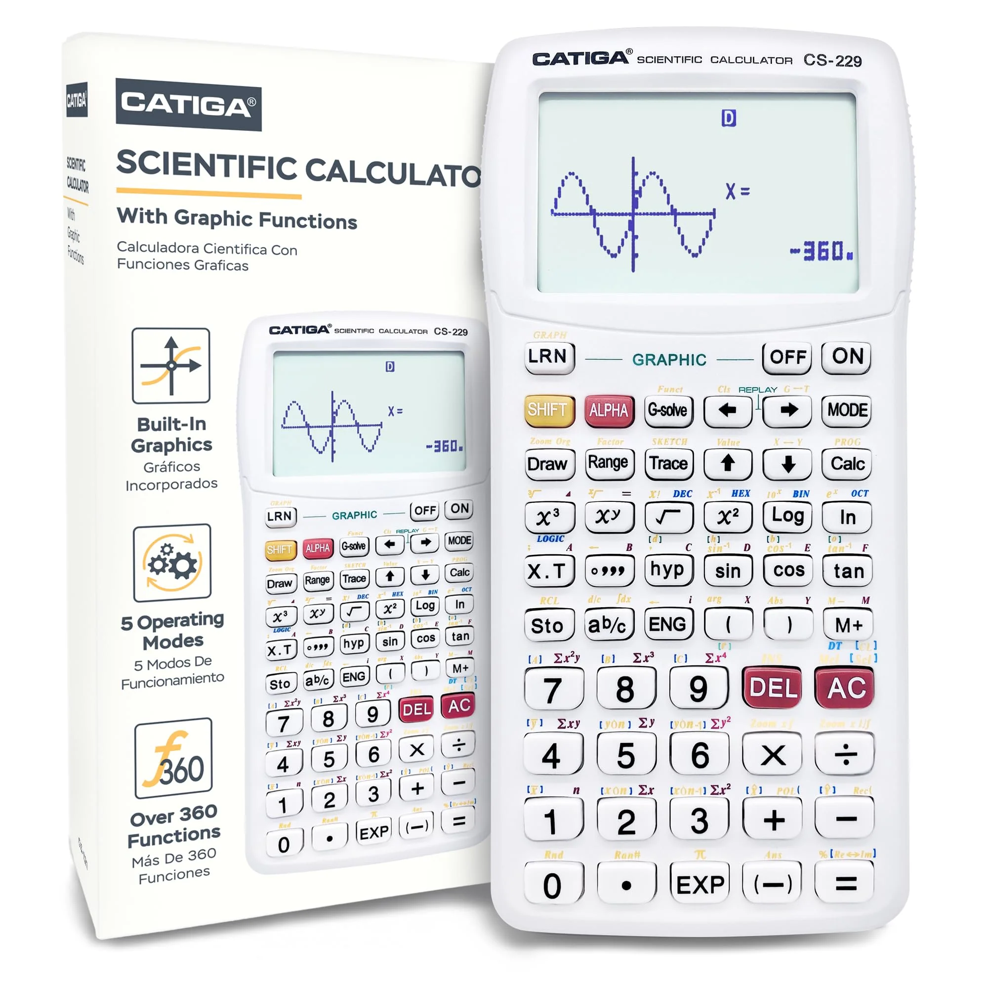 Catiga Scientific Calculator With Graphic Functions - Multiple Modes With Intuitive Interface - Perfect For Students Of Beginner