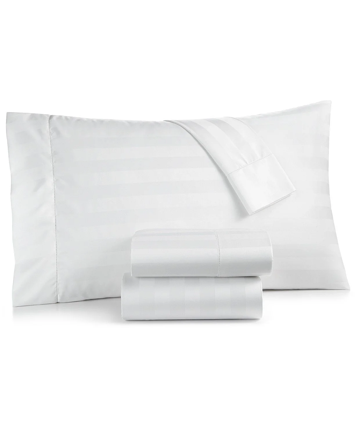 Charter Club Damask Stripe 550 Thread Count Supima Cotton 4 Piece Queen Sheet Set White