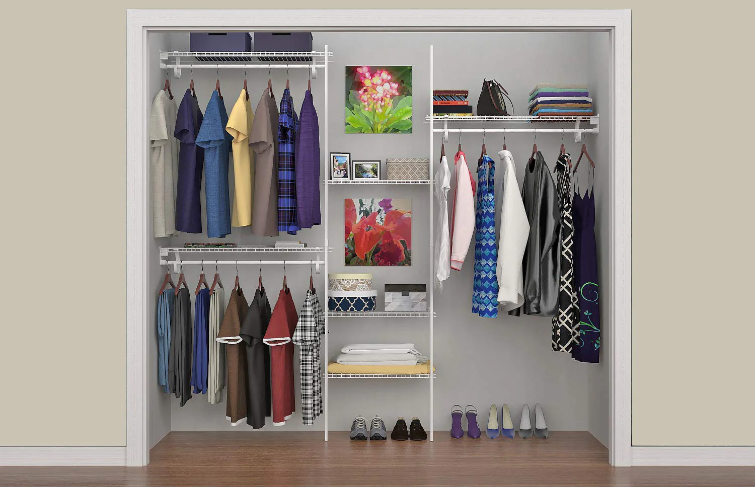 ClosetMaid 5 Ft. to 8 Ft. SuperSlide 6-Shelf Closet Organizer Kit, White, 5636