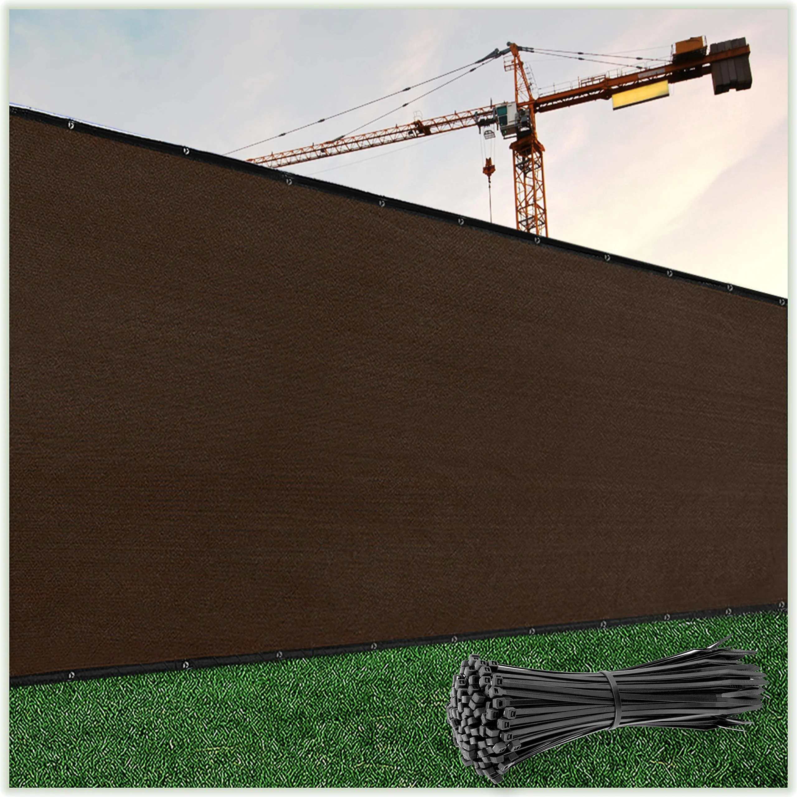 Colourtree 5' X 25' Brown Fence Screen Privacy Screen - Commercial Grade 170 Gsm - Heavy Duty - 3 Years Warranty - Cable Zip Tie