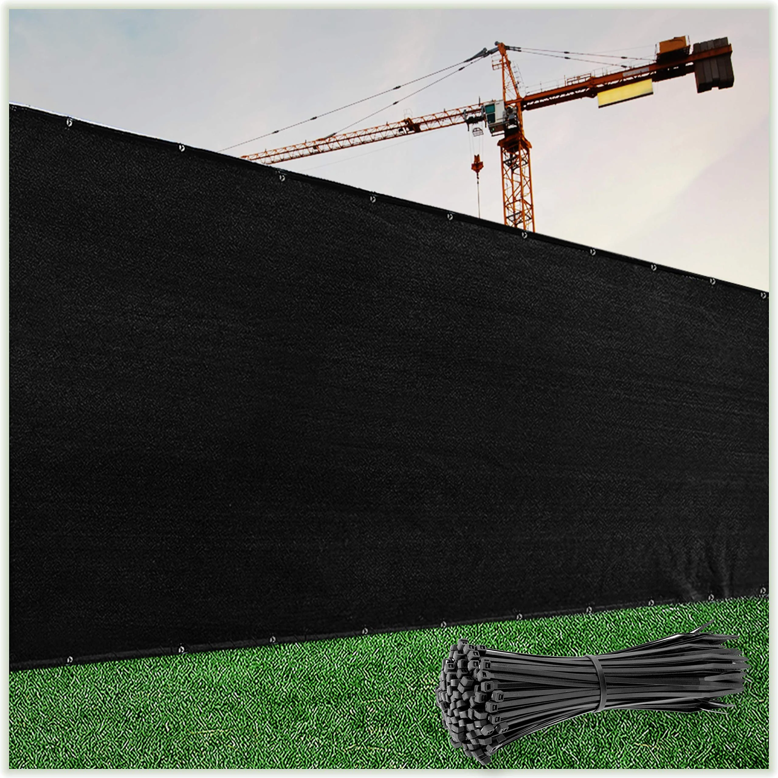 Colourtree Customized Size Fence Screen Privacy Screen Black 4' X 150' - Commercial Grade 170 Gsm - Heavy Duty - 3 Years Warrant