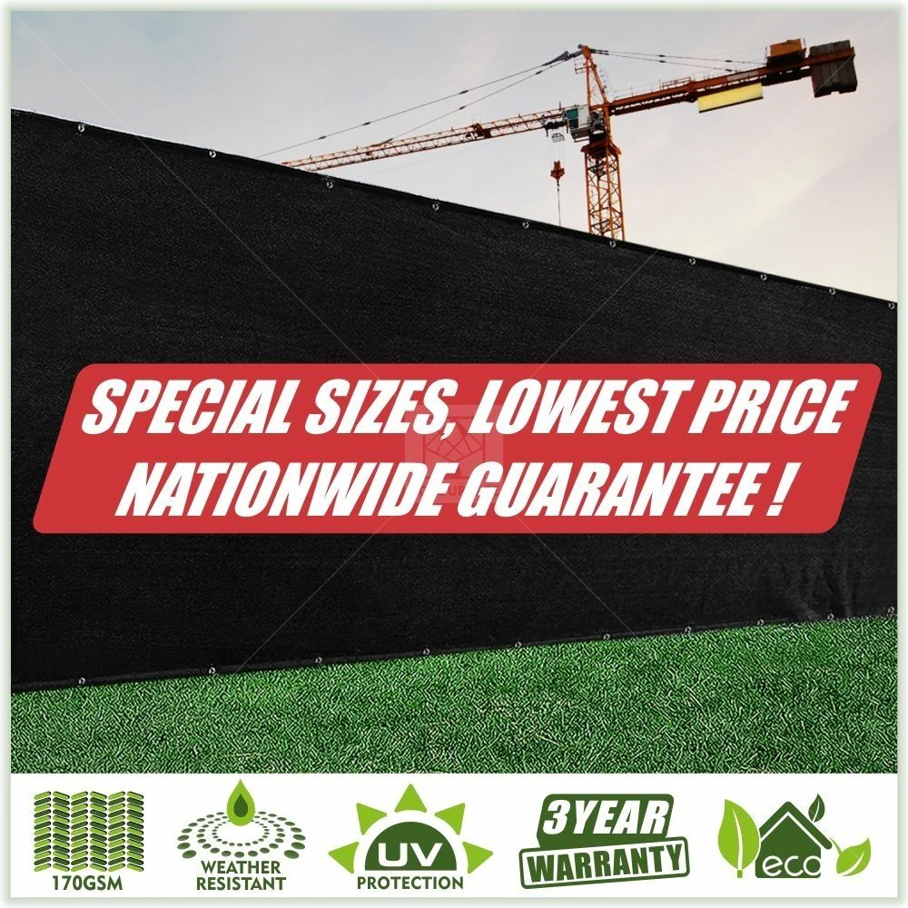 Colourtree Customized Size Fence Screen Privacy Screen Black 6' X 55' - Commercial Grade 170 Gsm - Heavy Duty - 3 Years Warranty