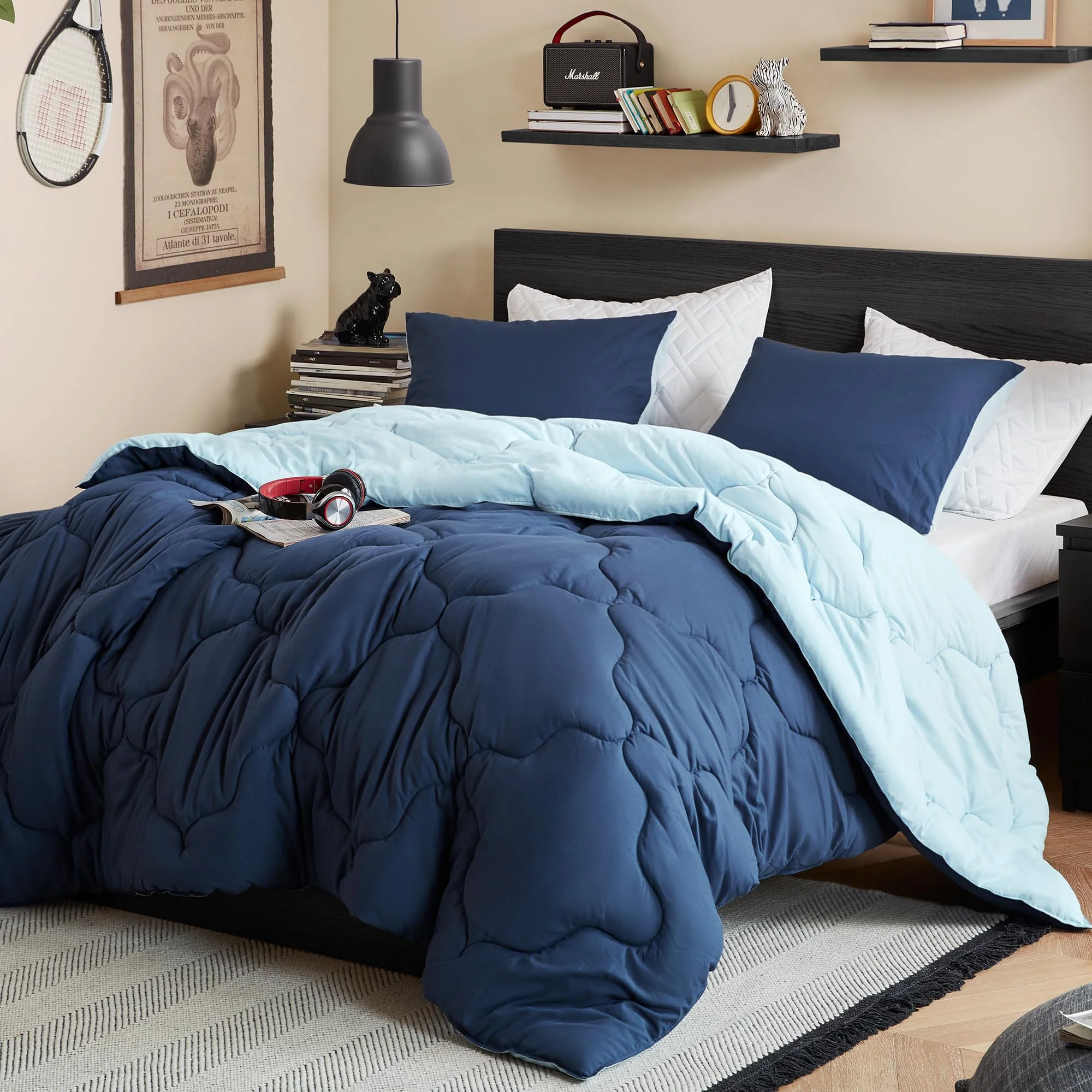 Comfort Spaces King Comforter Set Vibrant Reversible Comforters King Size Quilted Bedding Set, All Season Lightweight Bedding, S