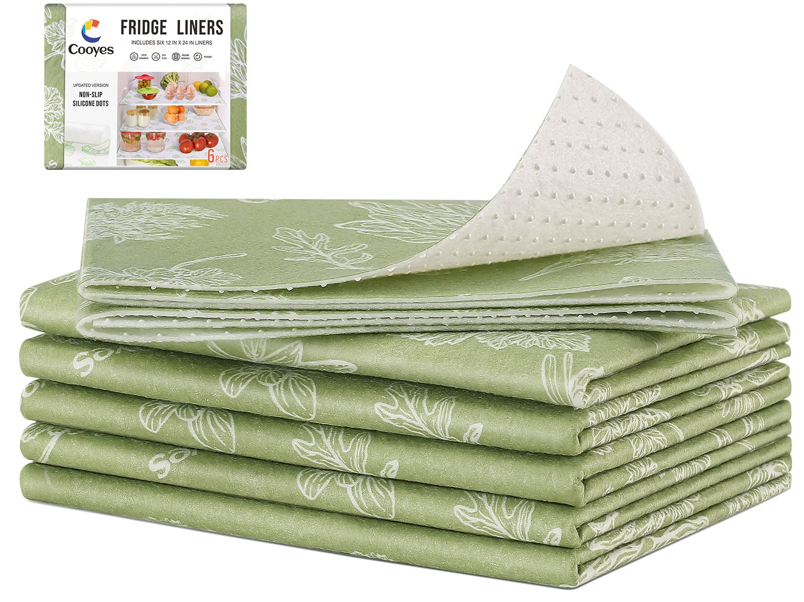 Cooyes Large Fridge Liners for Refrigerator, 17.7 24, Drawer & Shelf Liners for Kitchen Cabinets Non-Adhesive, Breathable Clo