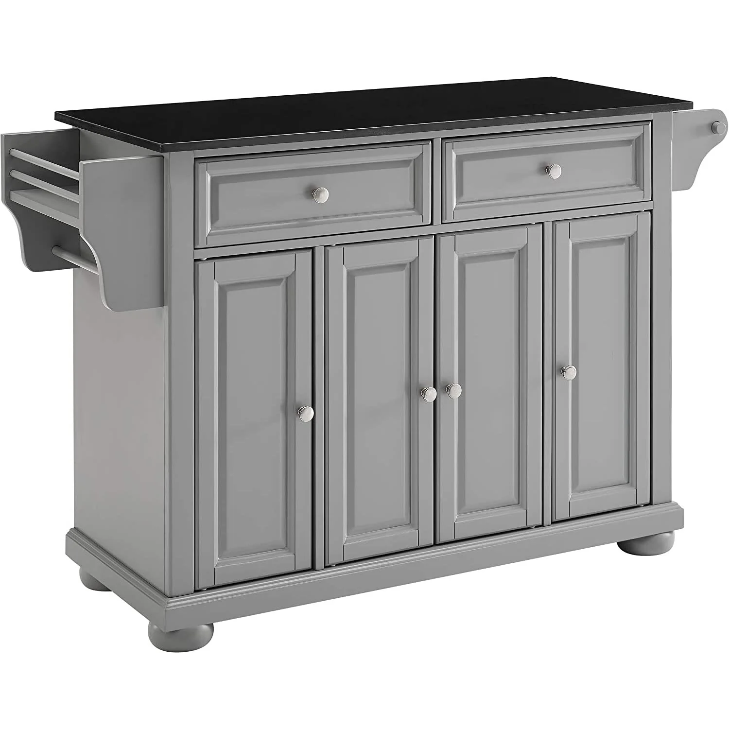 crosley Furniture Alexandria Kitchen Island with Solid Black granite Top, Vintage grey