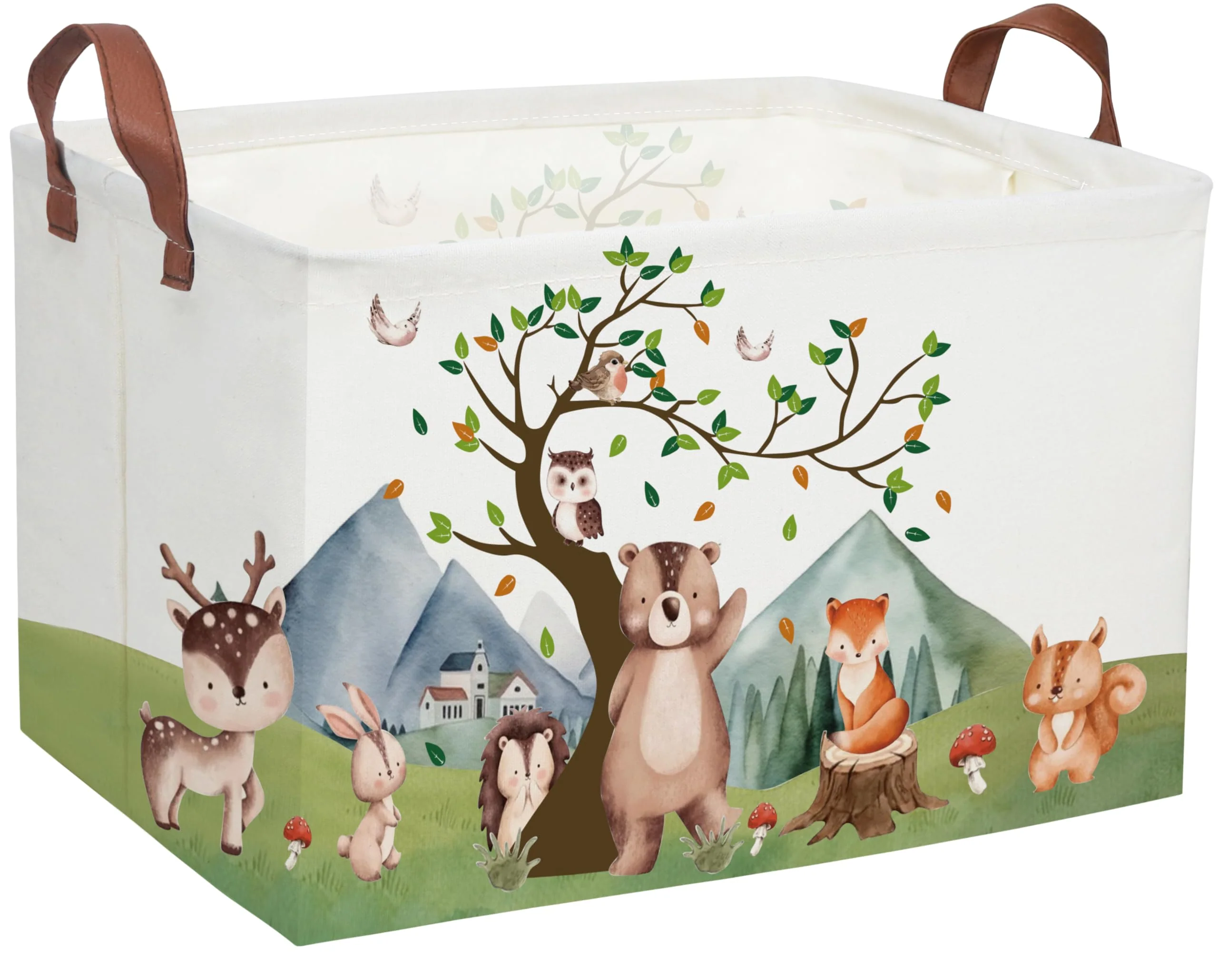 DDBASKET Kids Basket Animal Baskets Cute Storage Bins Rectangular Toy Storage Bin Organizer Book Box ,Animals Room Decor(Mountai