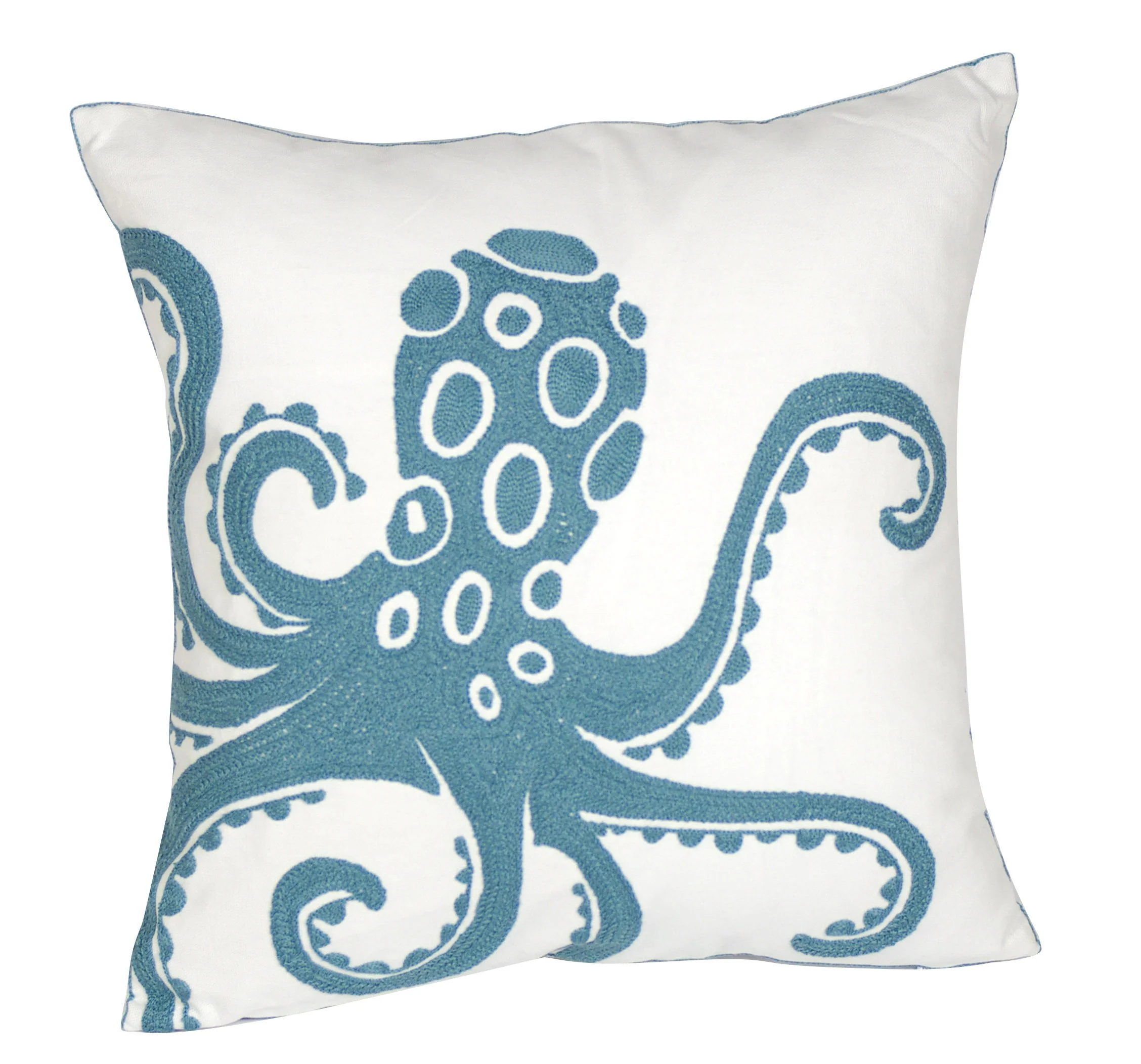 Decopow Embroidered Cute Nautical Animal Pillow Cover,Square 18 Inches Decorative Canvas Pillow Cover For Nautical Style Deco By