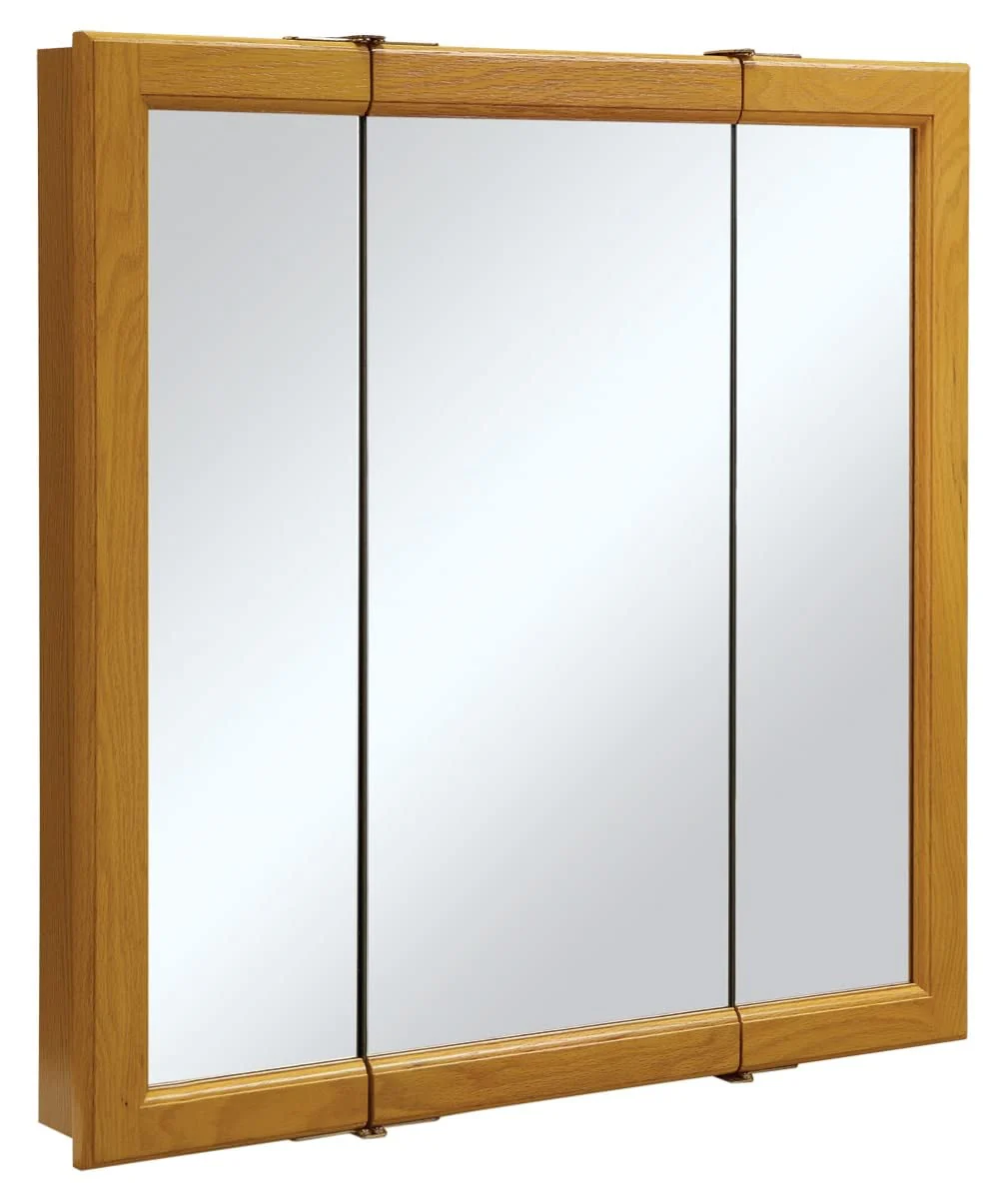 Design House 30 Inch Claremont Bathroom Medicine Cabinet, Wall Mounted, Mirror, Oak, 545301-HOK