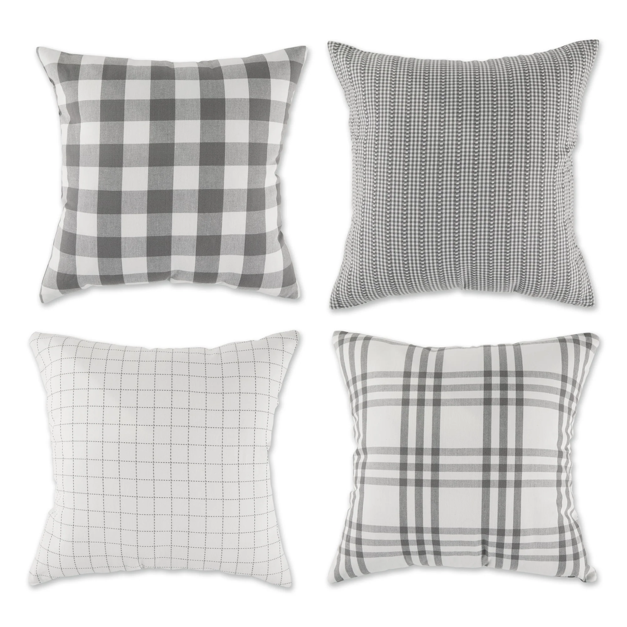 Dii Asst Gray Farmhouse Pillow Cover 18X18 Inch, 4 Piece