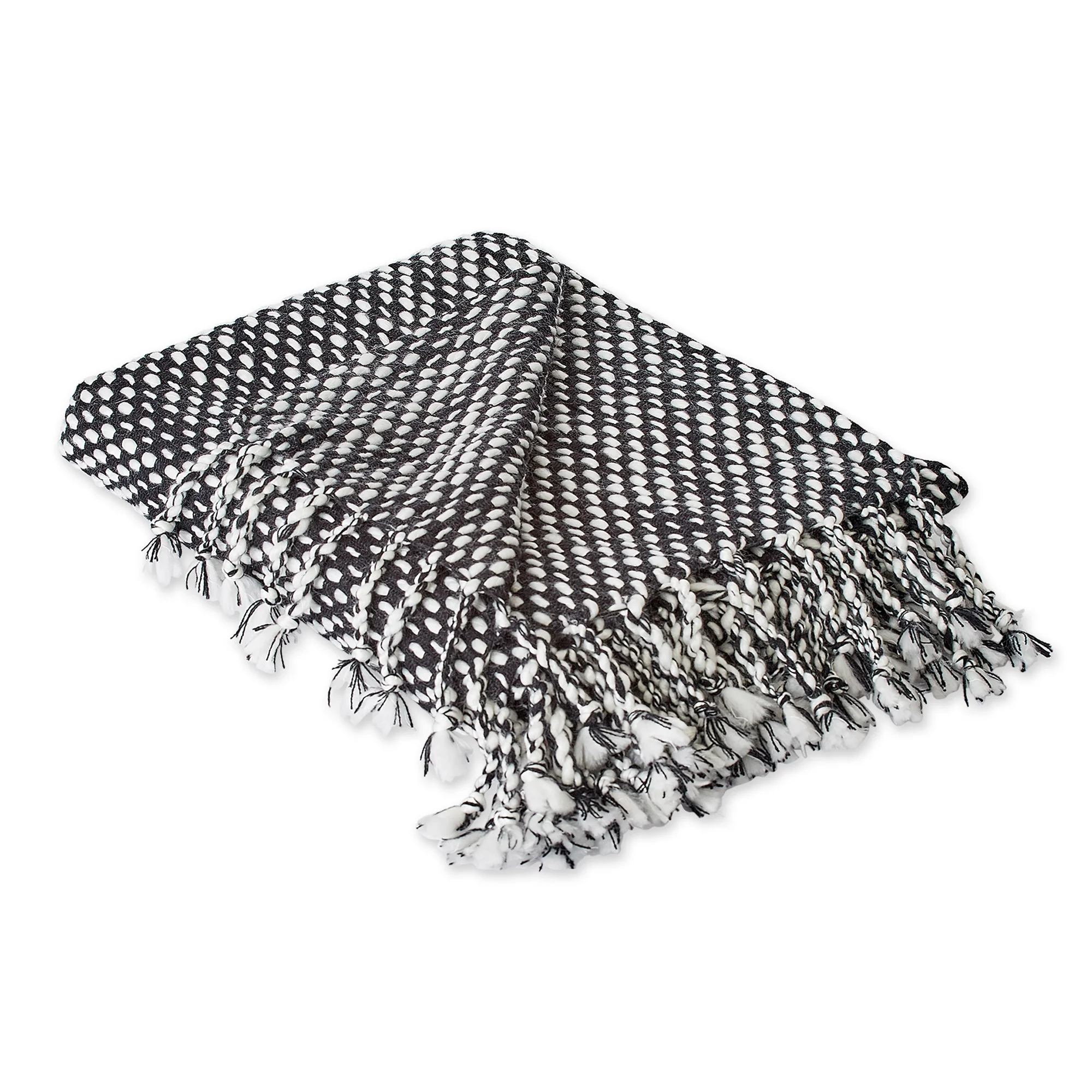 Dii Black & White Textured Acrylic Throw