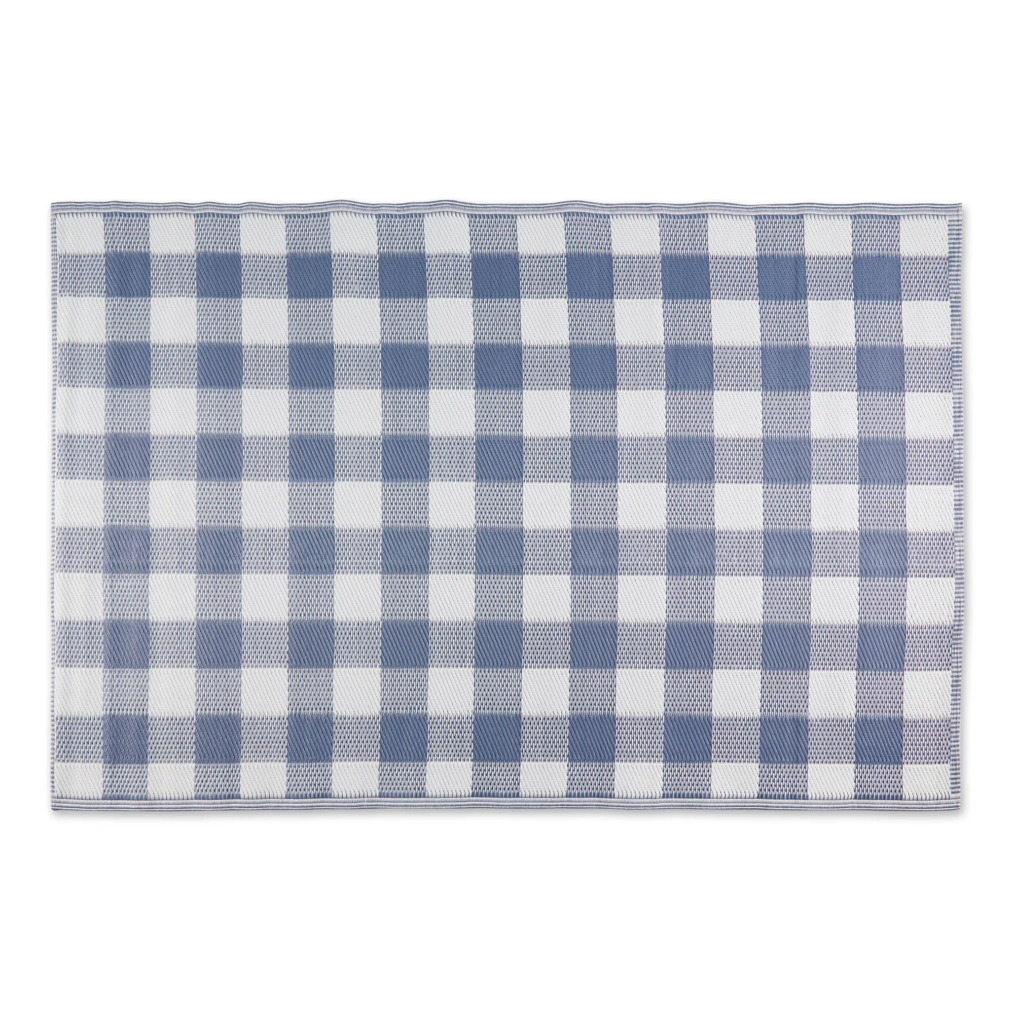 Dii French Blue And White Buffalo Check Outdoor Rug 4X6 Ft