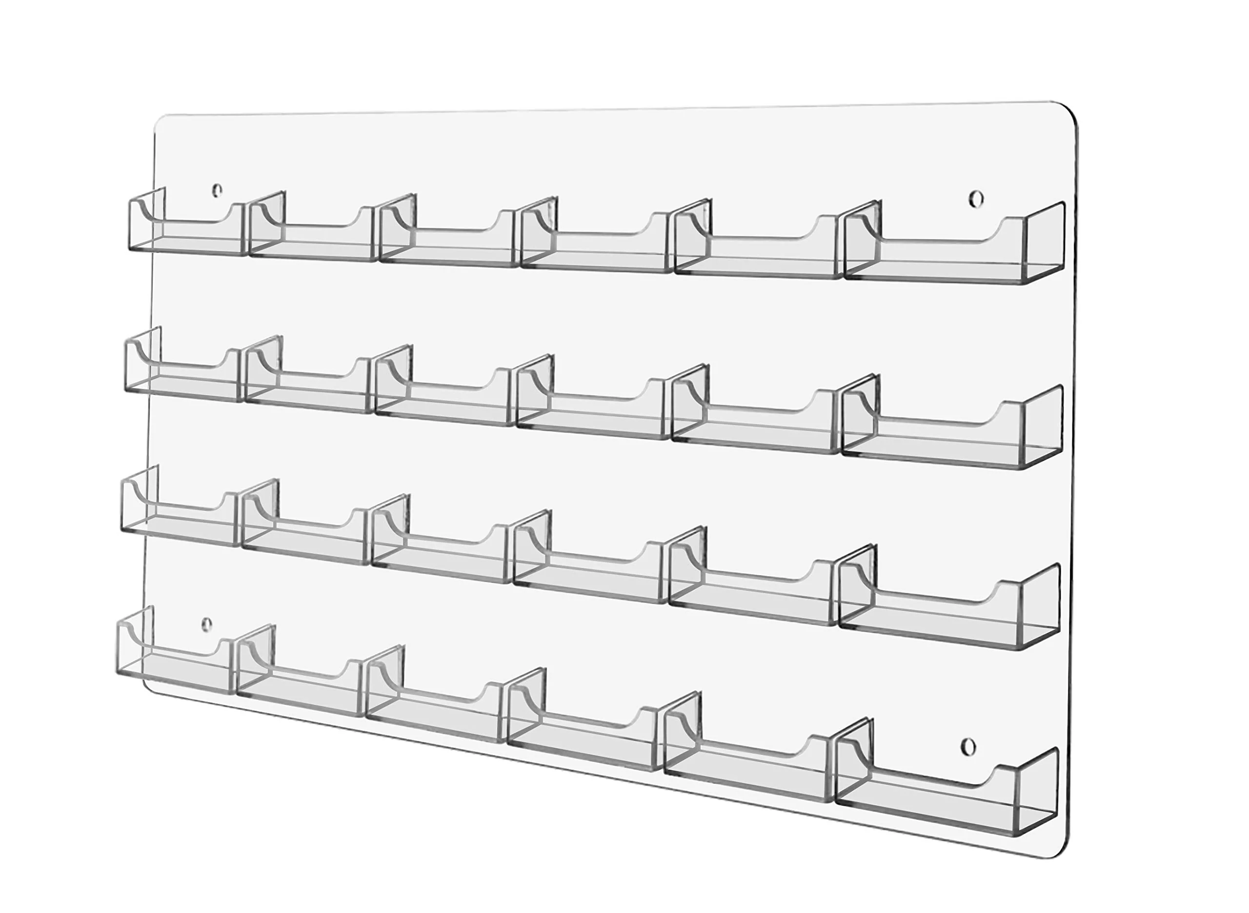 Displays2Go Business Card Holder, 24 Pockets, Wall Mount, 0.75-Inch Deep Pockets (Clear Acrylic)