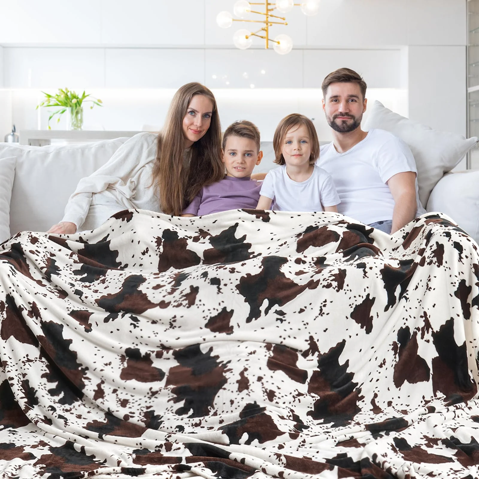 Edenleaf King Size Blanket Soft Cozy Cow Blanket For Couch Bed, Fleece Cow Printed Blanket For All Seasons 90 X108