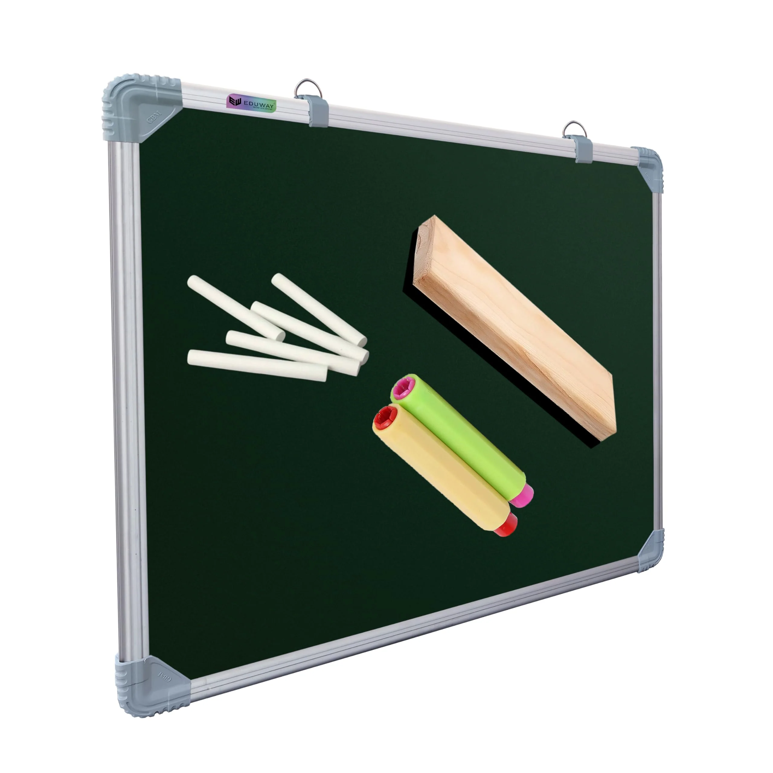 Eduway 2X2 Ft. Kunj Non-Magnetic Double-Sided Chalk Board & White Board (Combo Pack) With 1 Wooden Duster, 2 Chalk Holders, 10 N